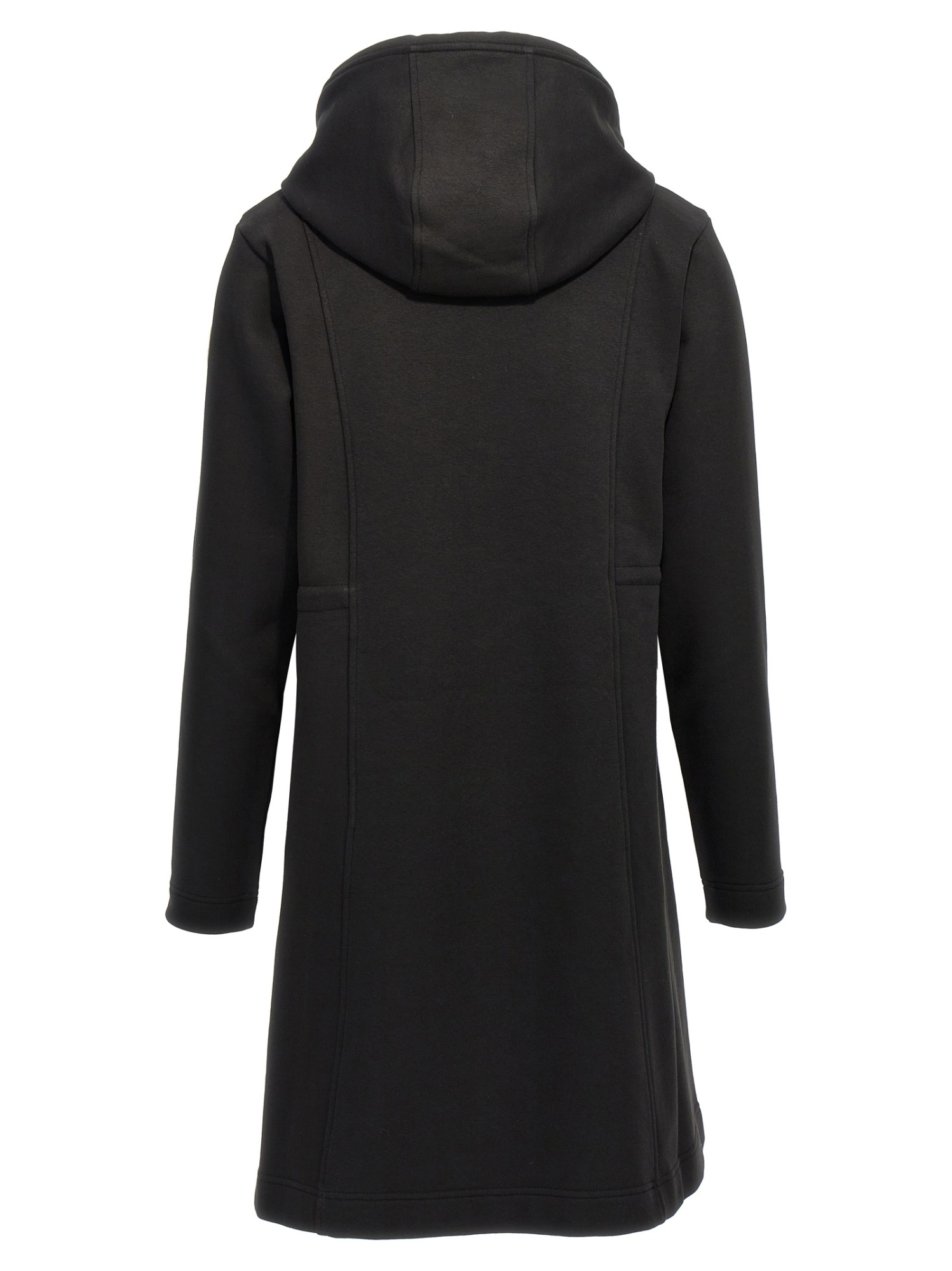Moncler Stitched Logo Hooded Mini Dress In Black