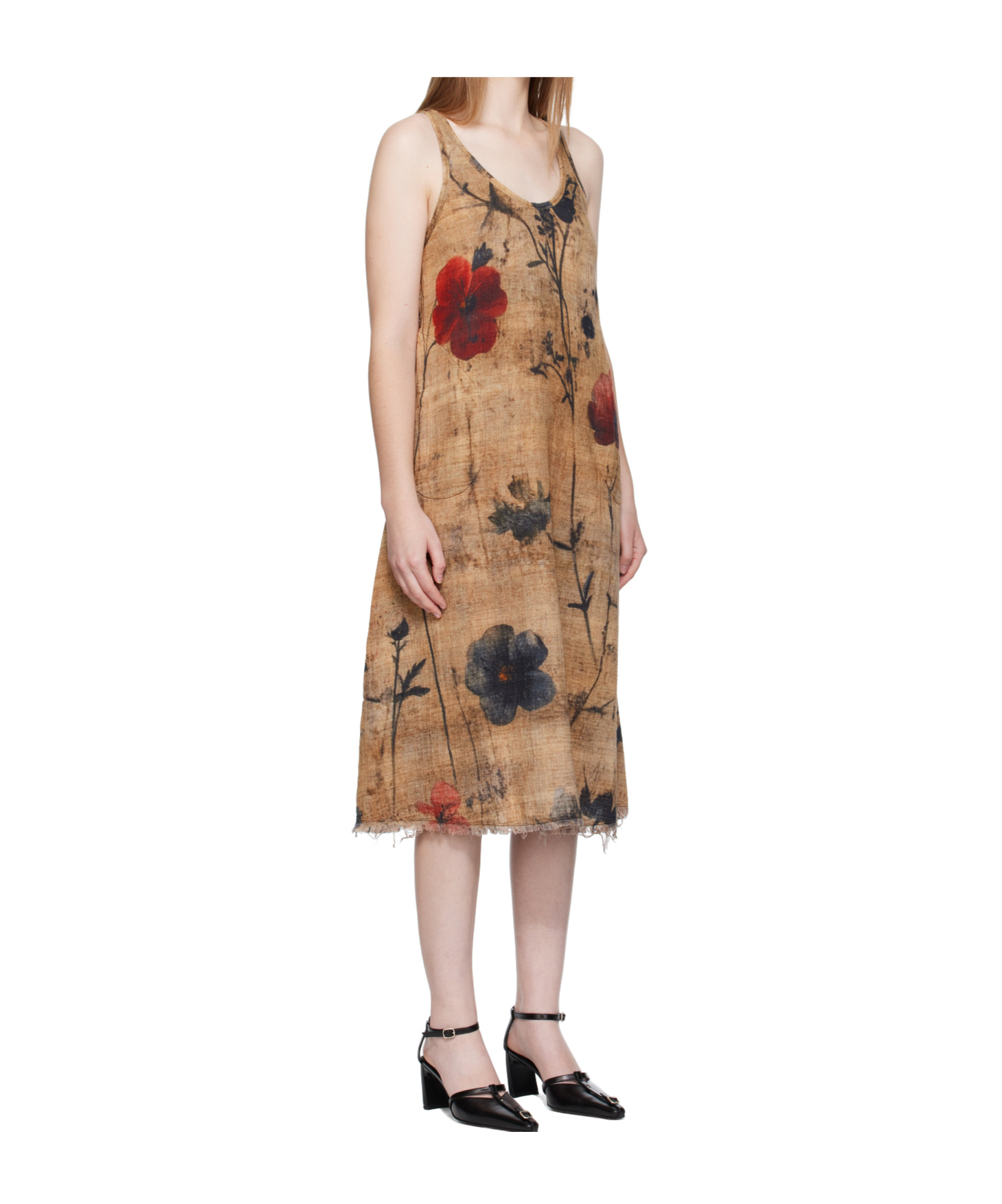 R13 Brown Reversible Tank Midi Dress In Multi