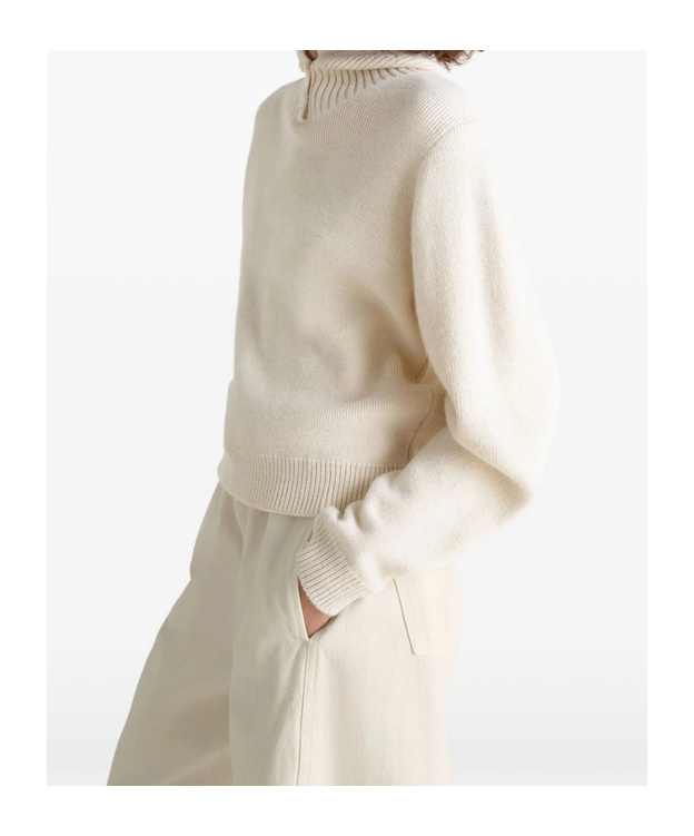 Lemaire Buttoned Ribbed-knit Sweater In White