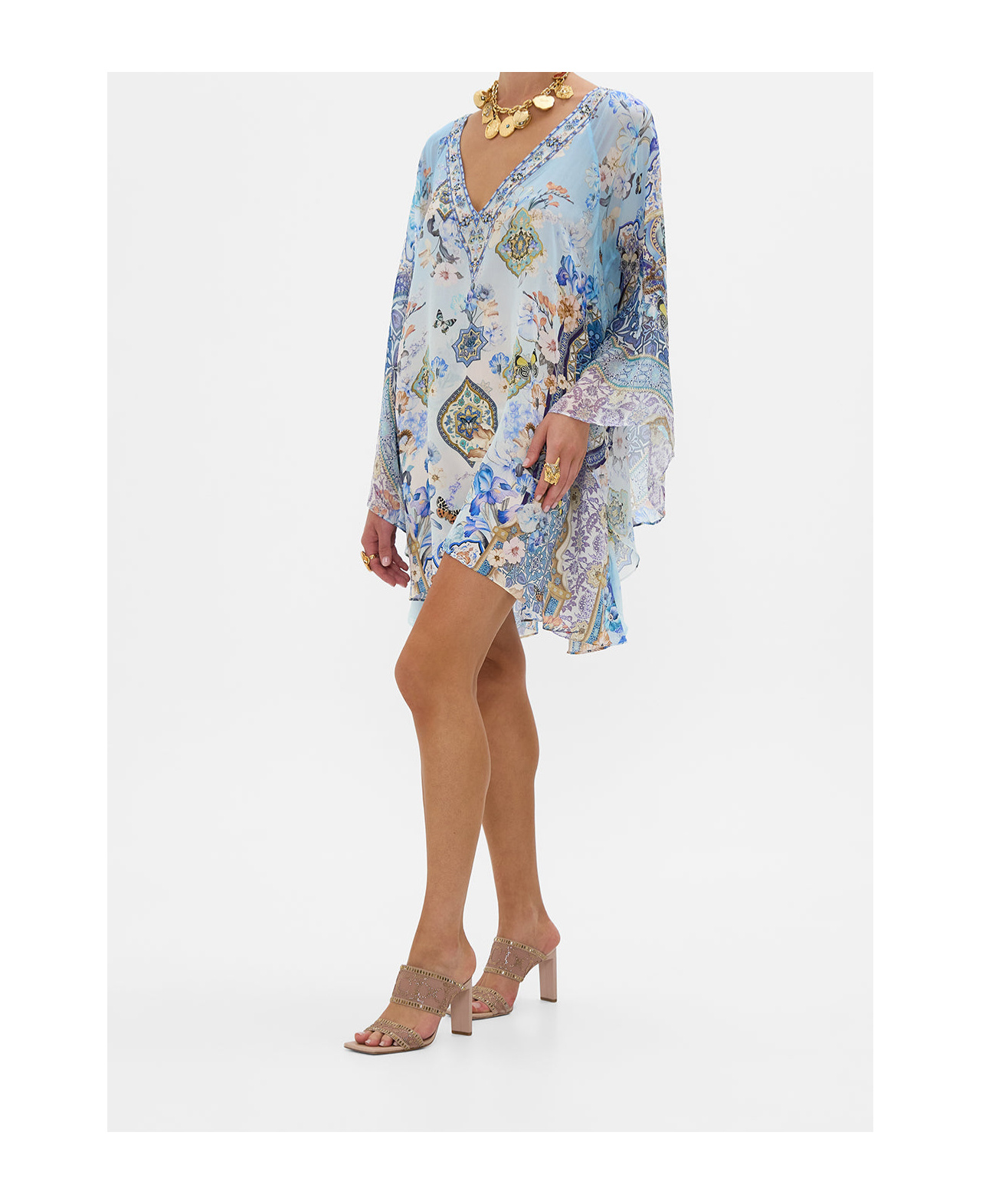 Camilla Raglan Sleeve Flared Kaftan Al Manial Palace Memoirs In Blue