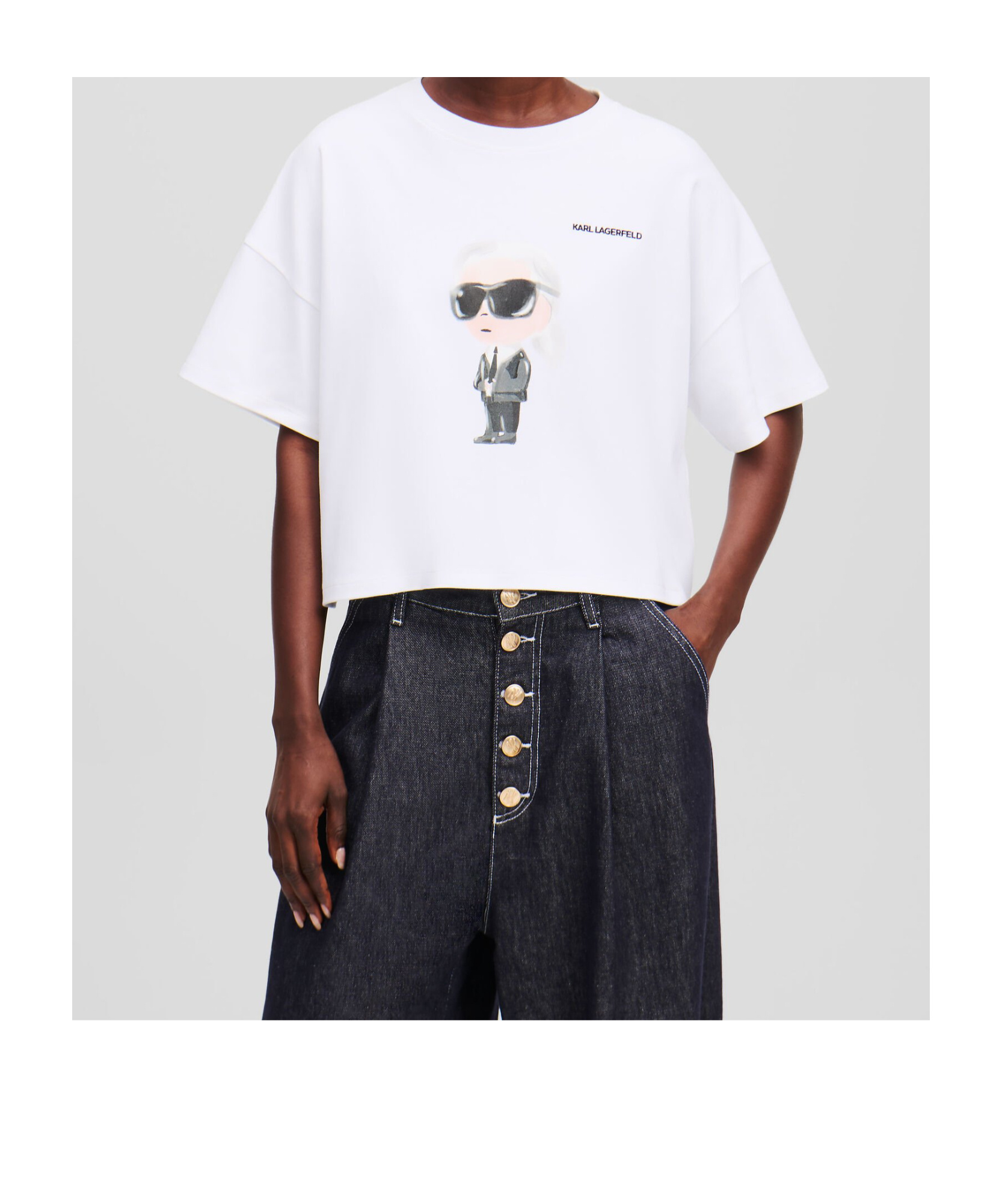 Karl Lagerfeld Ikon Boxy T-shirt In White