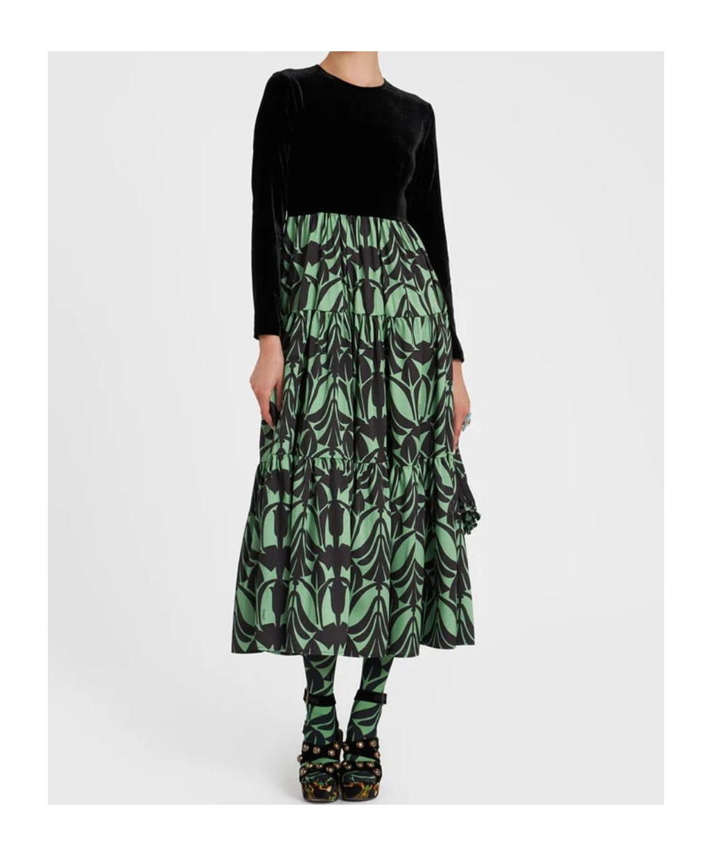 La Doublej Papyrus-print Maxi Dress In Black