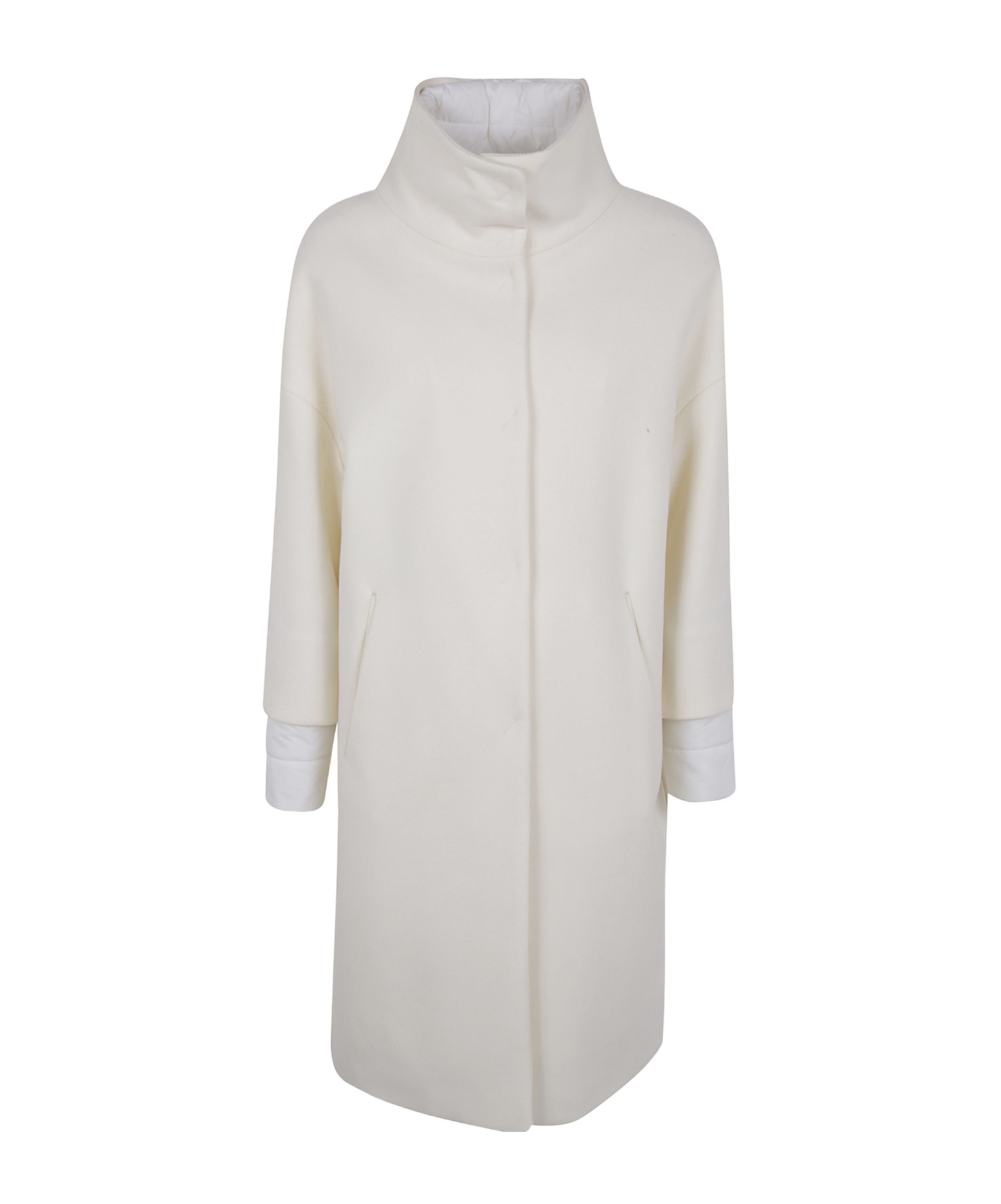 Herno Long Zip Jacket Concealed Pockets In White