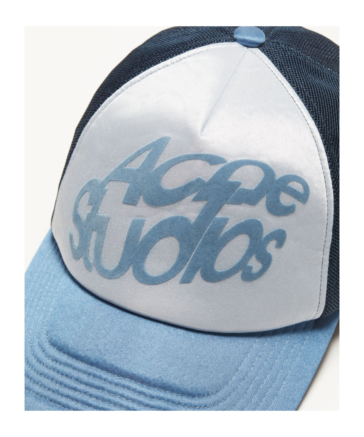Acne Studios Flocked-logo Mesh Hat In Blue