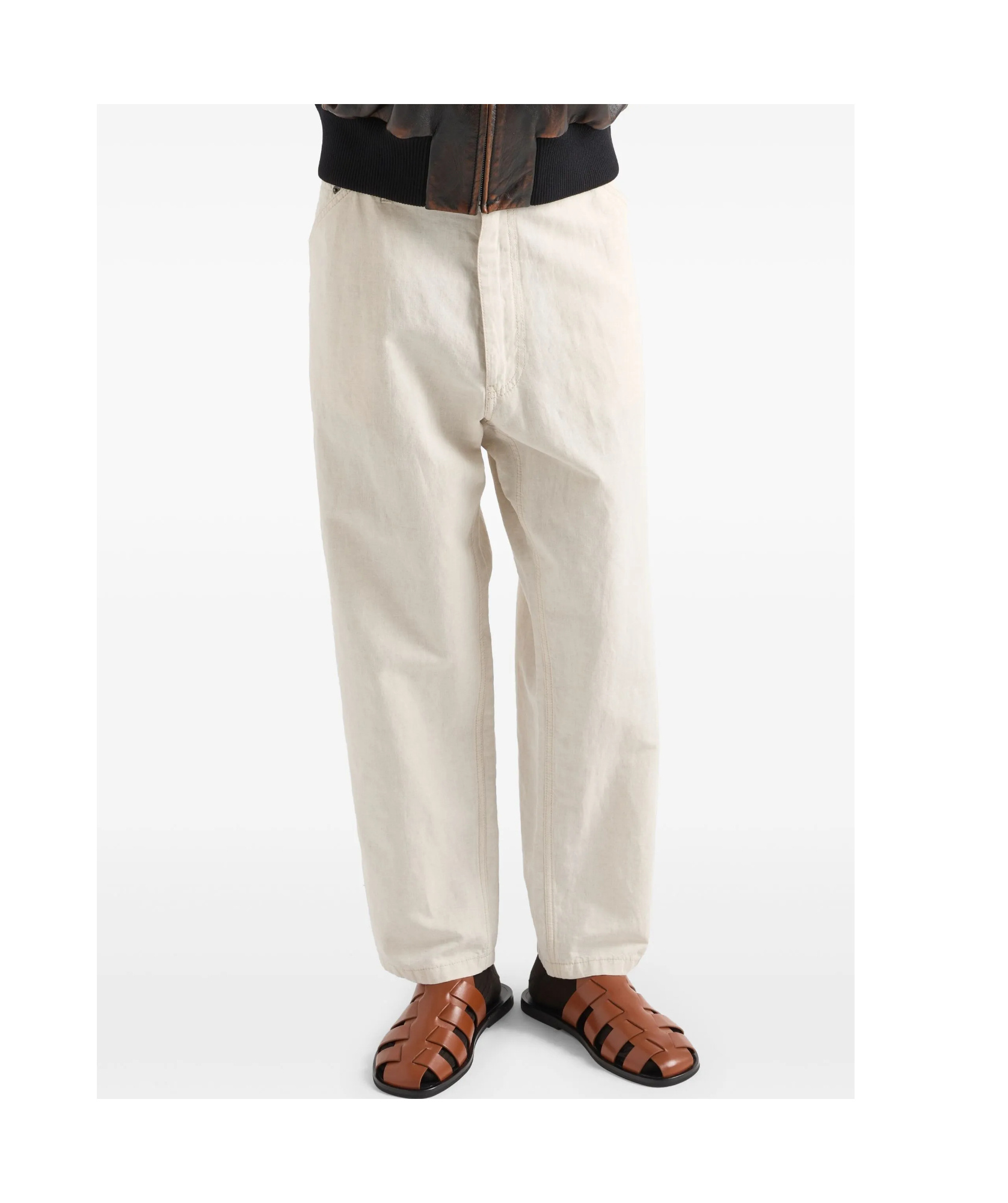 Prada Ivory Chambray Pant In Nude