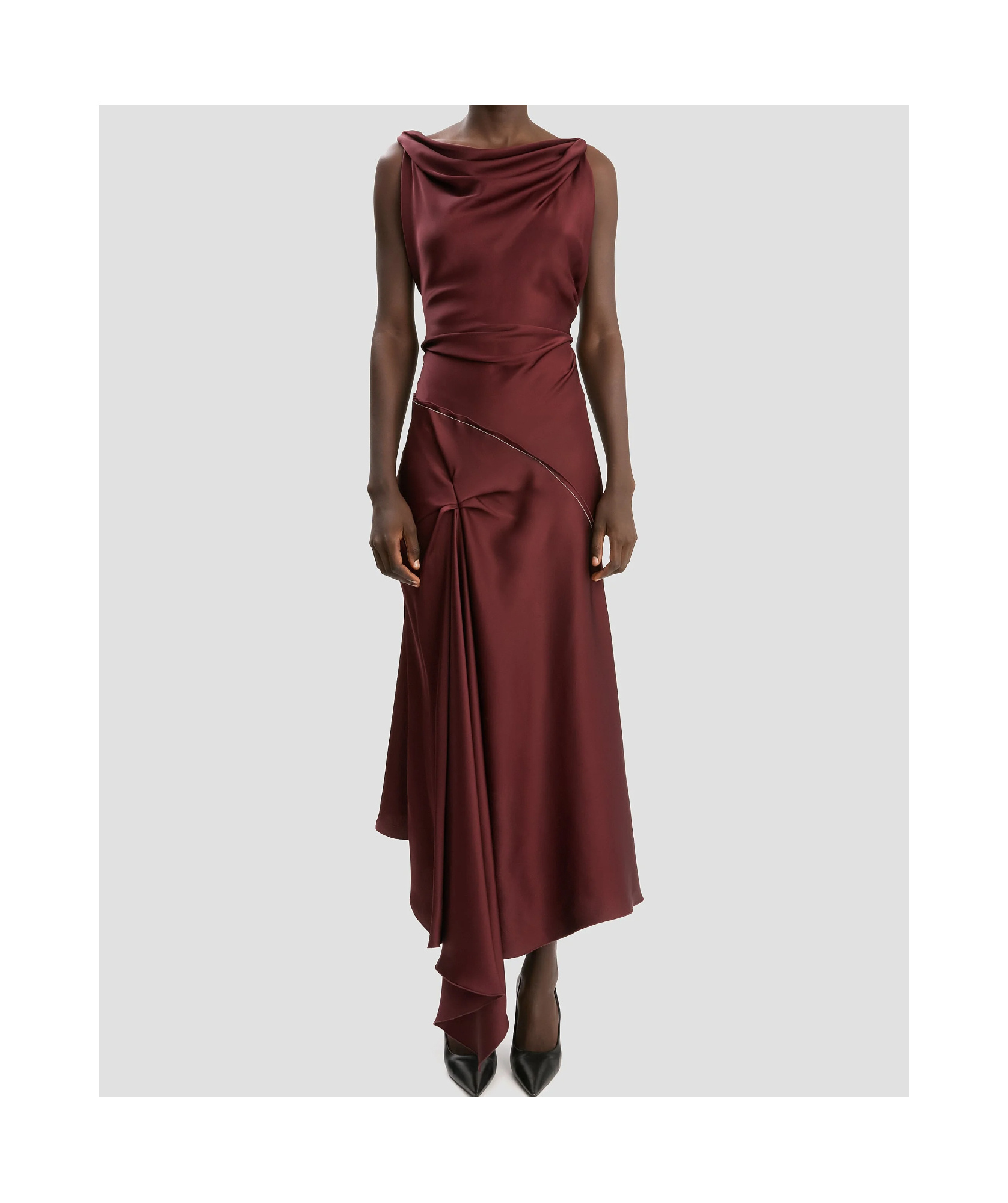 Victoria Beckham Posy Midi Dress In Cinnabar Red In Burgundy