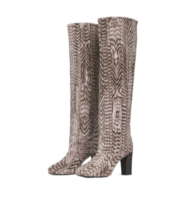 Lemaire High-heeled Round Head Boots In Nude