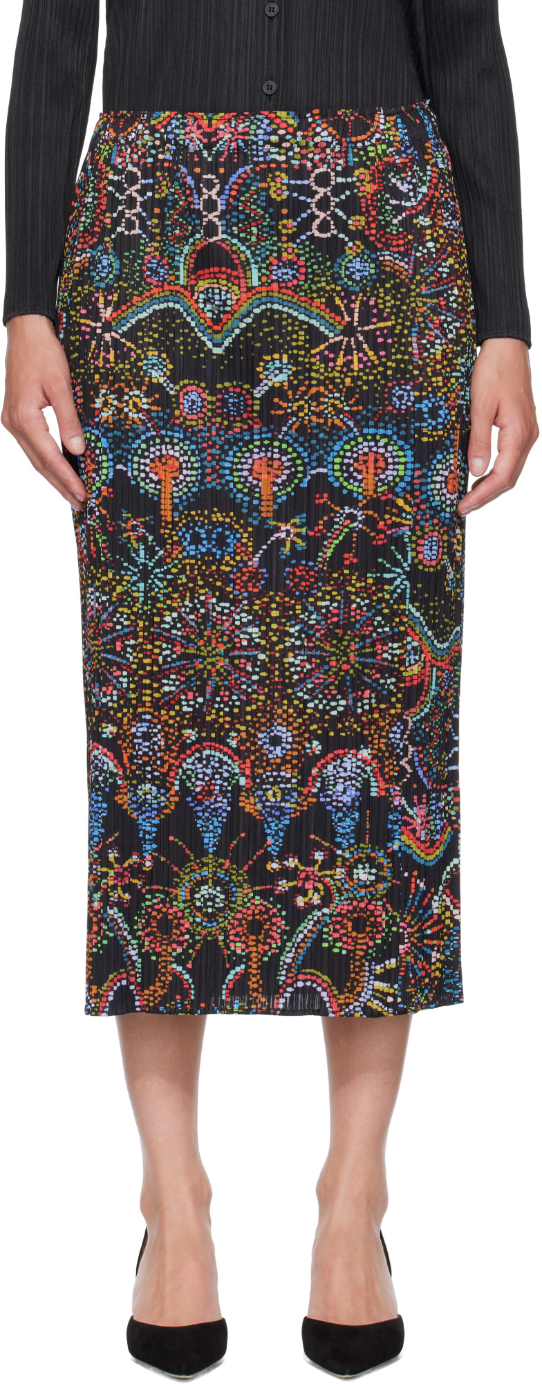 Issey Miyake Black Light Festival Midi Skirt In Black