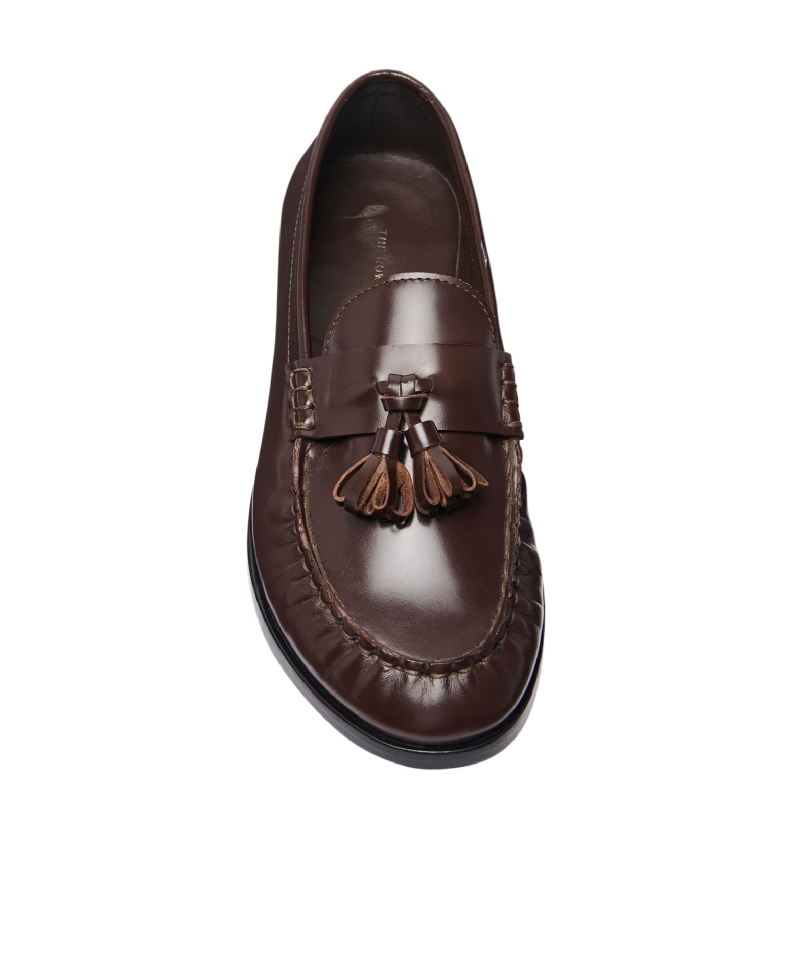 The Row Calfskin Tassel Boyfriend Loafers In Black