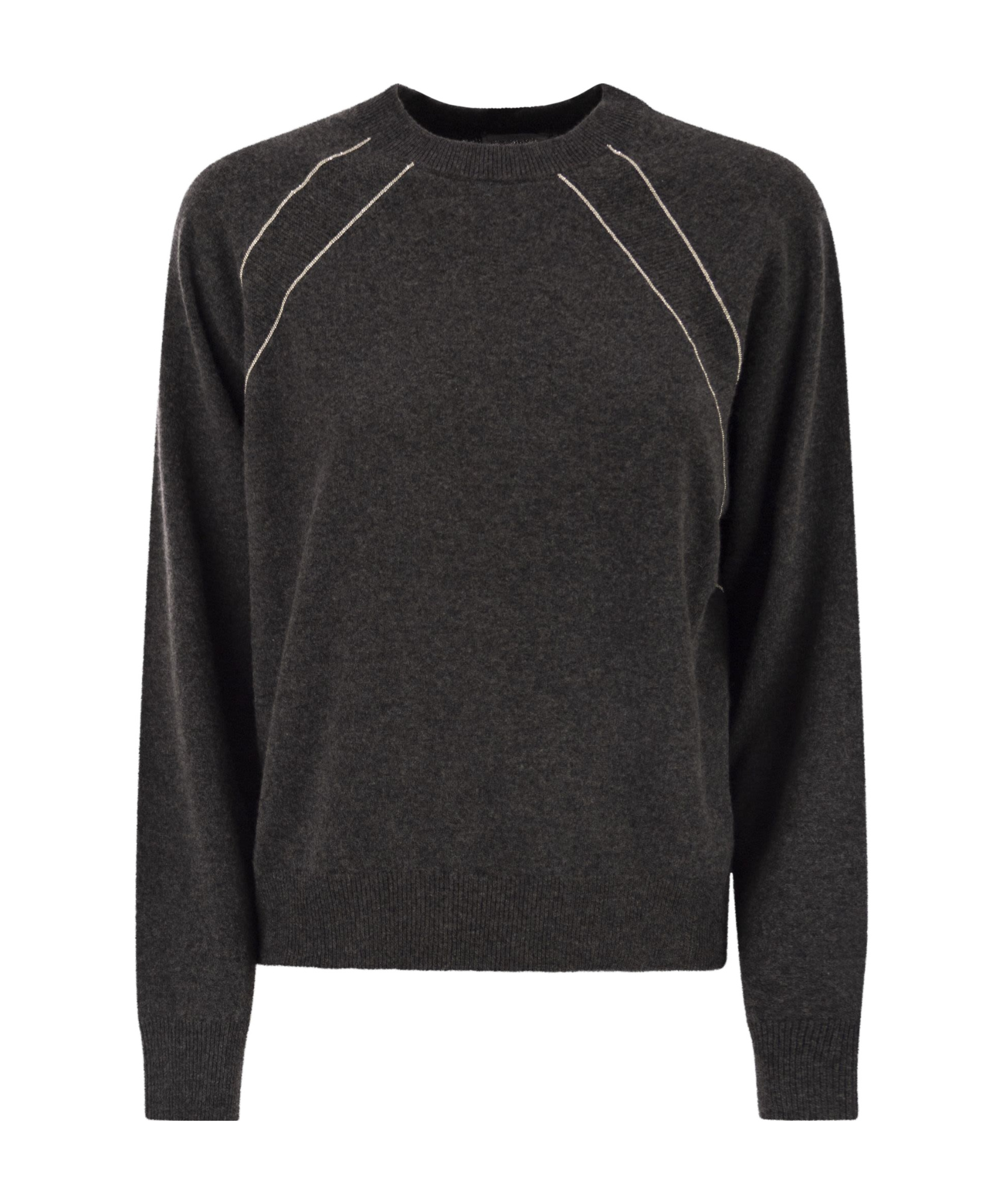 Peserico Crew Neck Jumper With Bright Details In Black