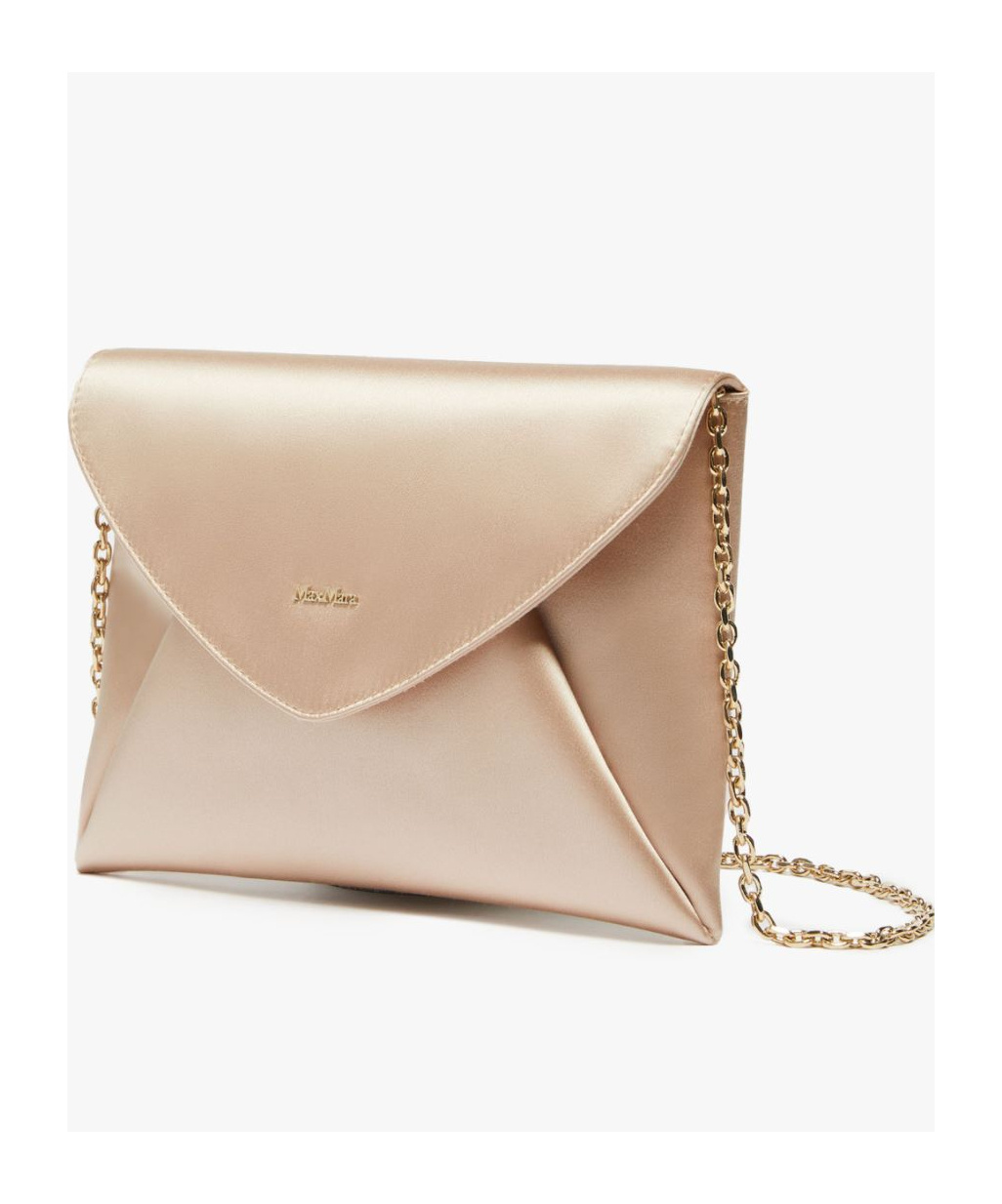 Max Mara Viscose And Silk Satin Clutch Bag In Nude