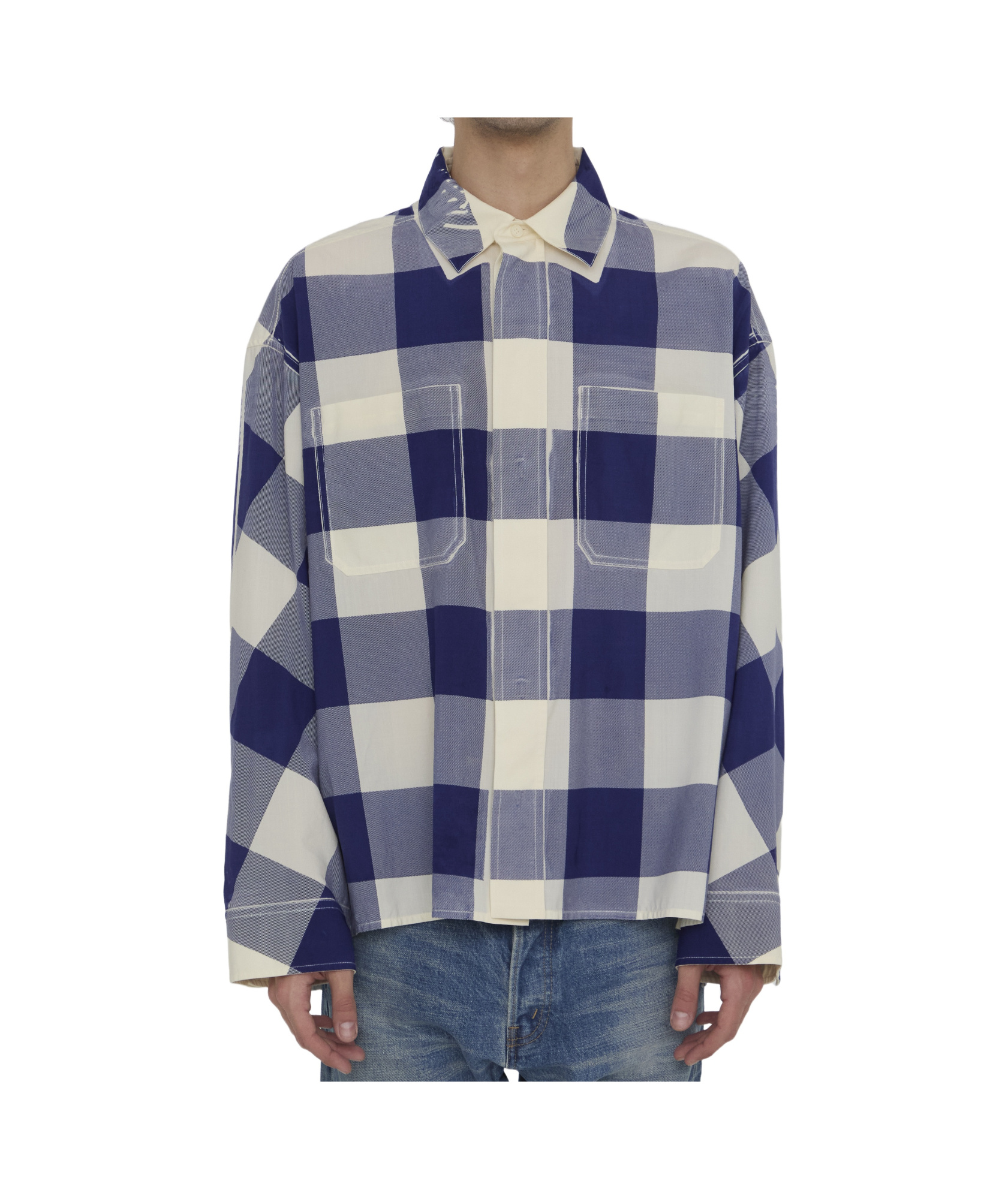 Loewe Checked Long-sleeved Shirt In Brown