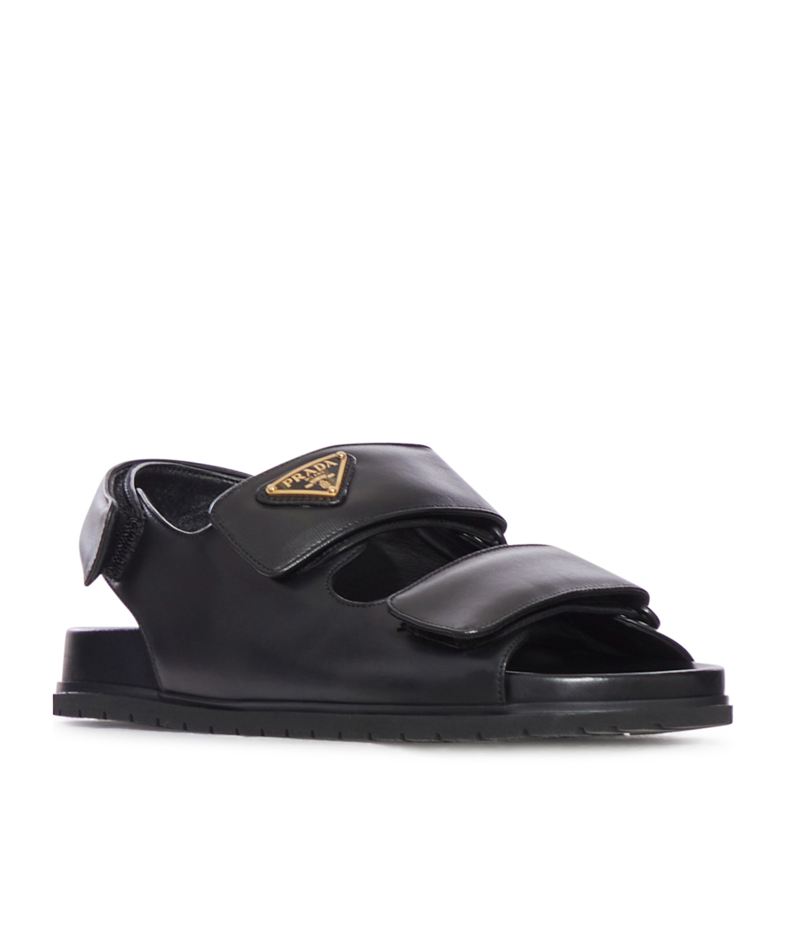 Prada Open-toed Flat Sandals In Black