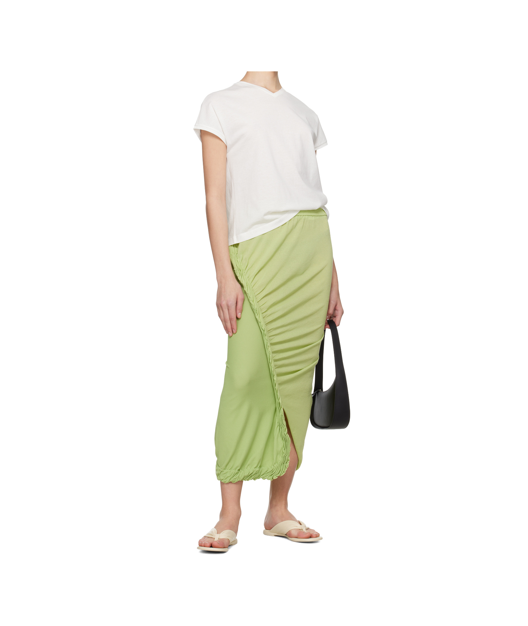 Issey Miyake Beanstalk Spiral Knit Skirt In Green