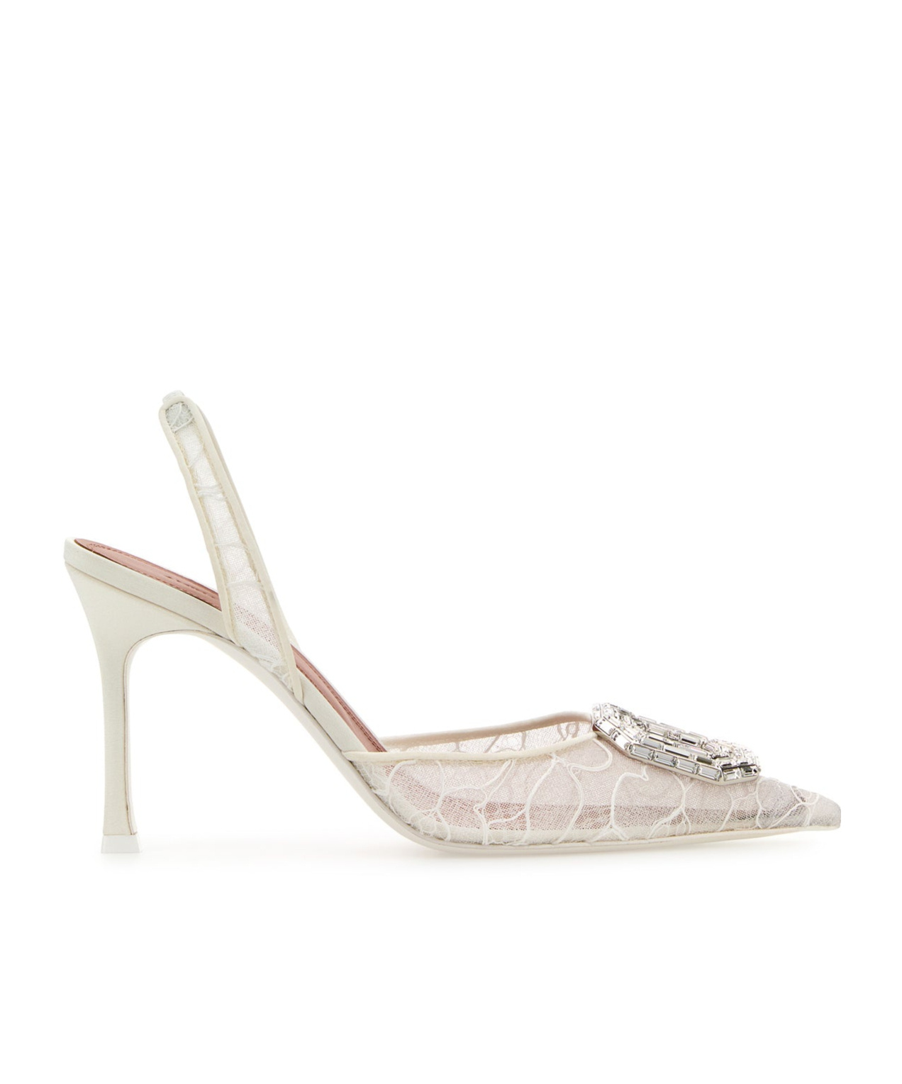 Amina Muaddi Women Camelia Slingback Lace Pumps In White