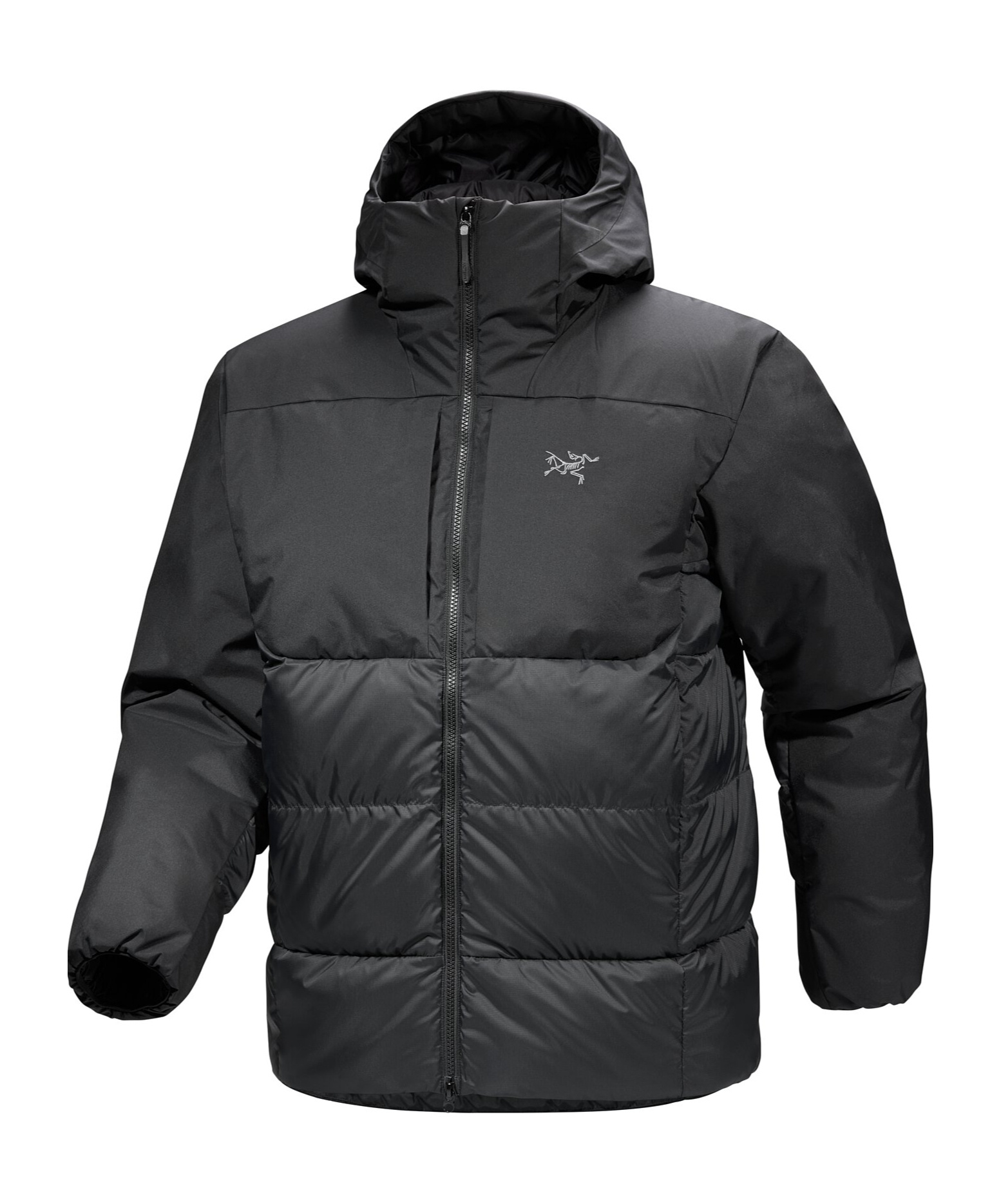 Arc'teryx Hooded Long-sleeved Down Jacket In Black