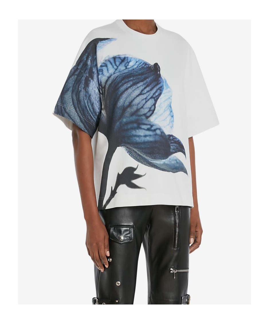 Alexander Mcqueen Crew Neck T-shirt In White/blue