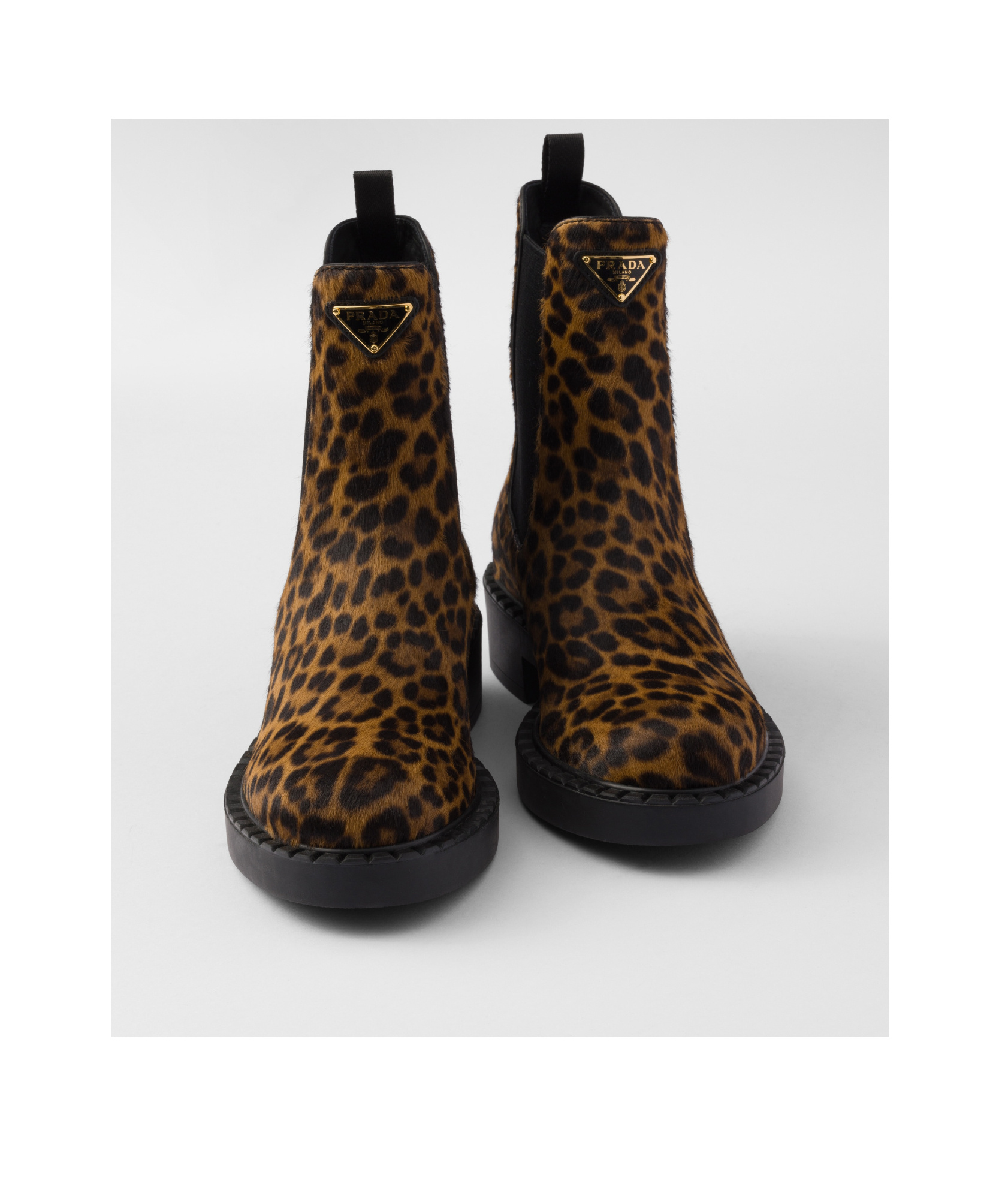 Shop Prada Printed Leather Chelsea Boots In Black