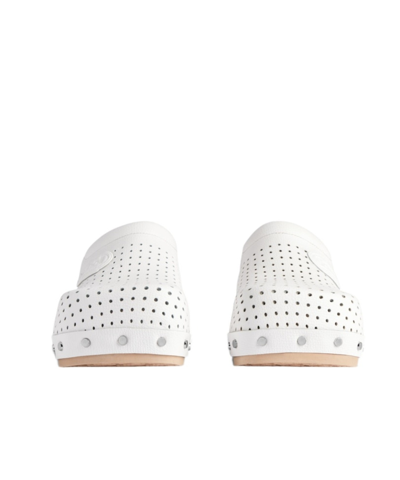 Balenciaga Scholl X 'clog' Perforated Rivet Wooden Mules In Neutral
