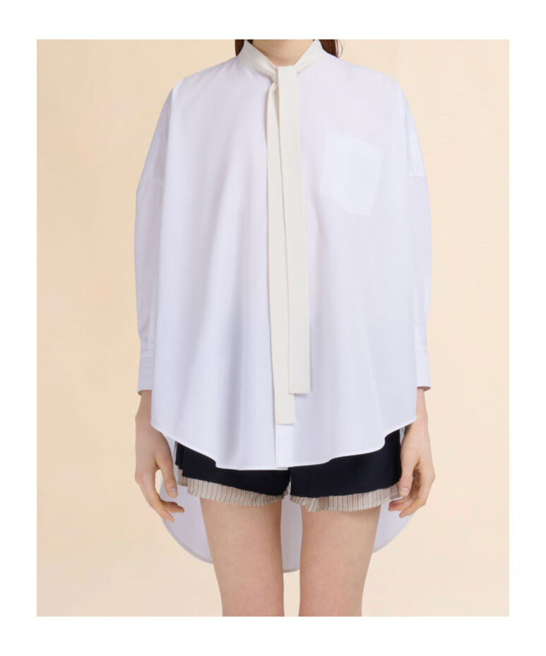 Marni Tie-neck Cotton Shirt Dress In White