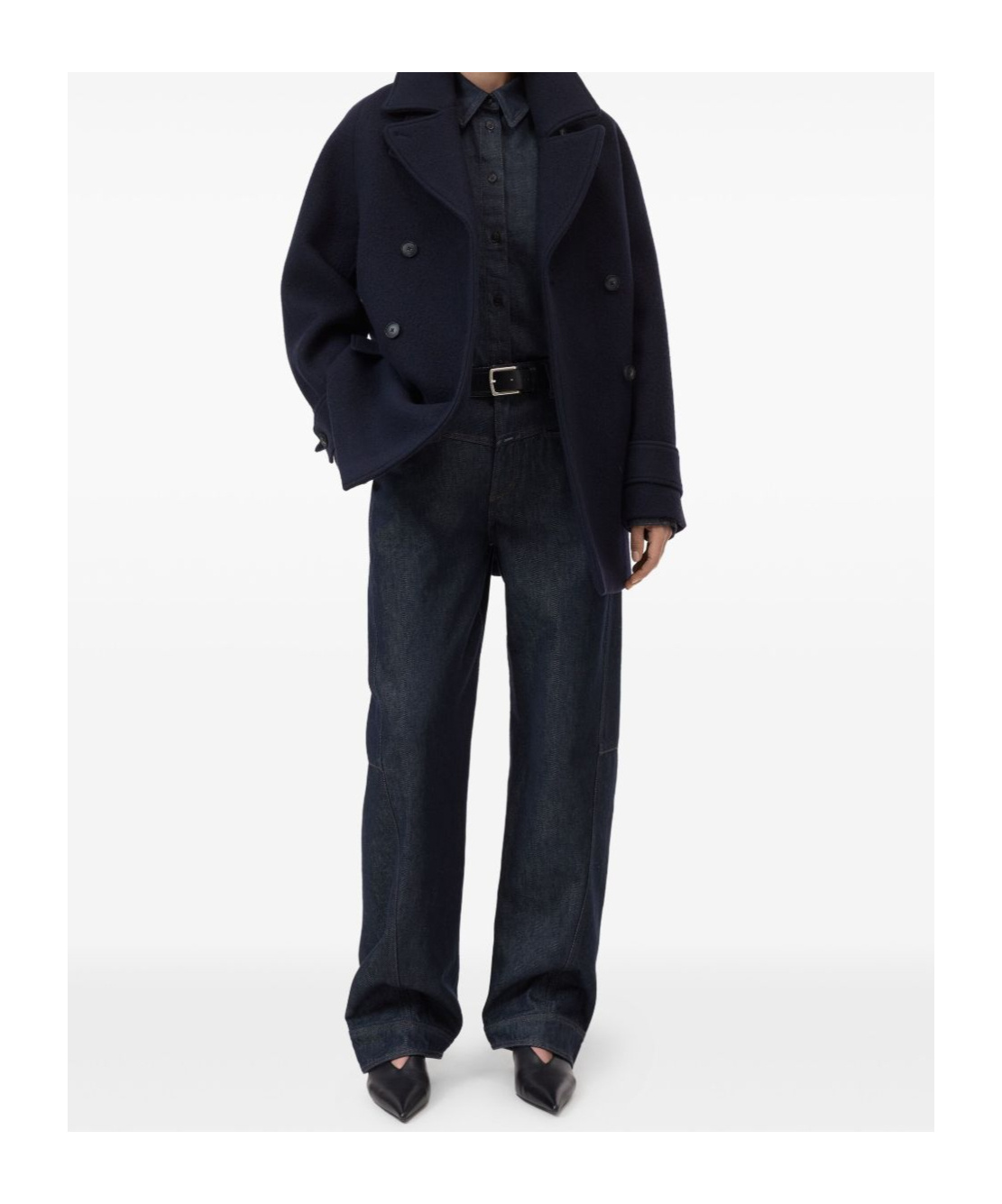 Closed Double-breasted Jacket In Black