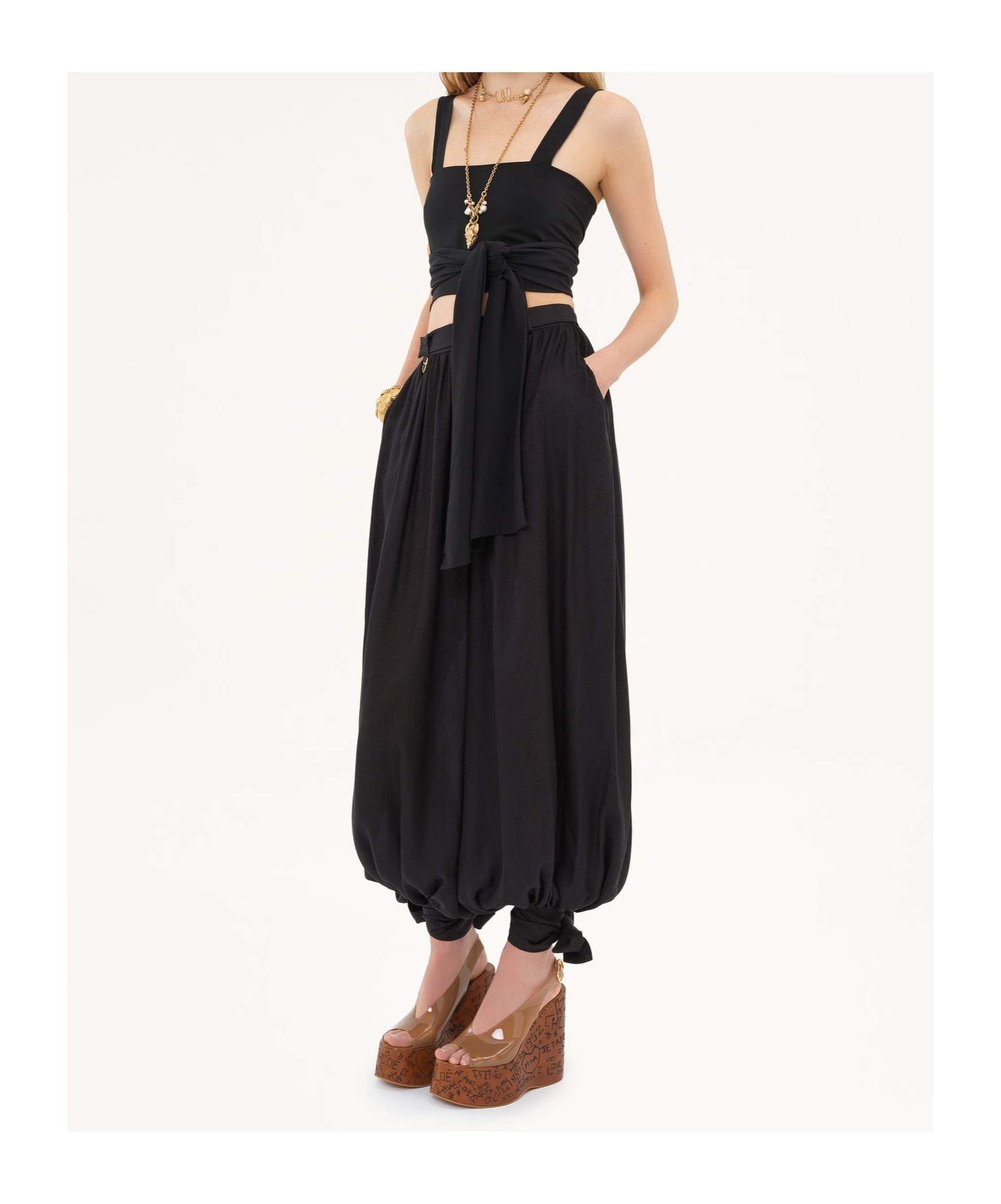 Chloé Crop Top With Ties In Black