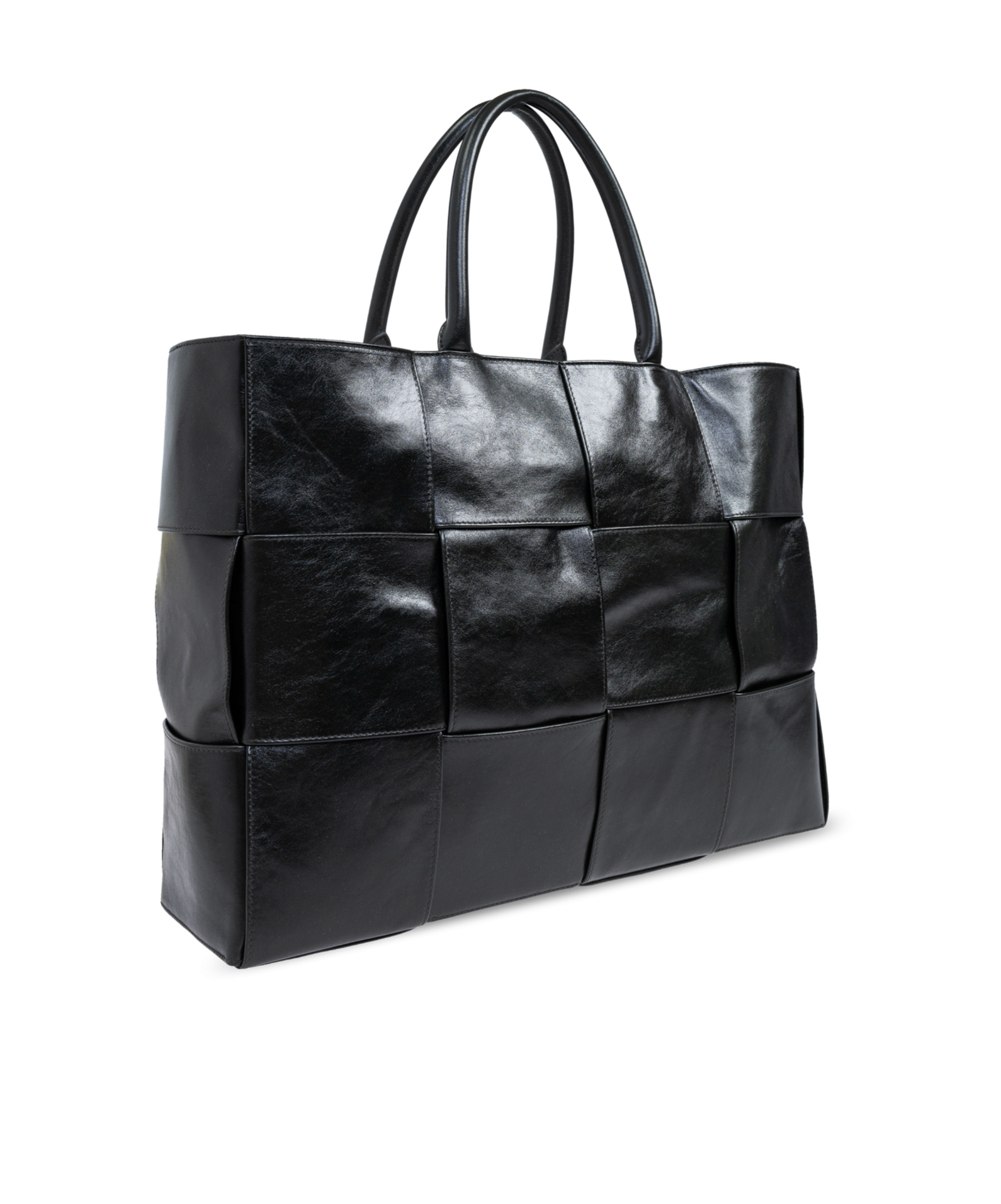 Bottega Veneta Arco Large Knitted Handbag In Black