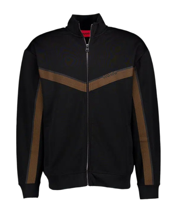 Hugo Boss Chevron-panel Zip-up Sweatshirt In Black