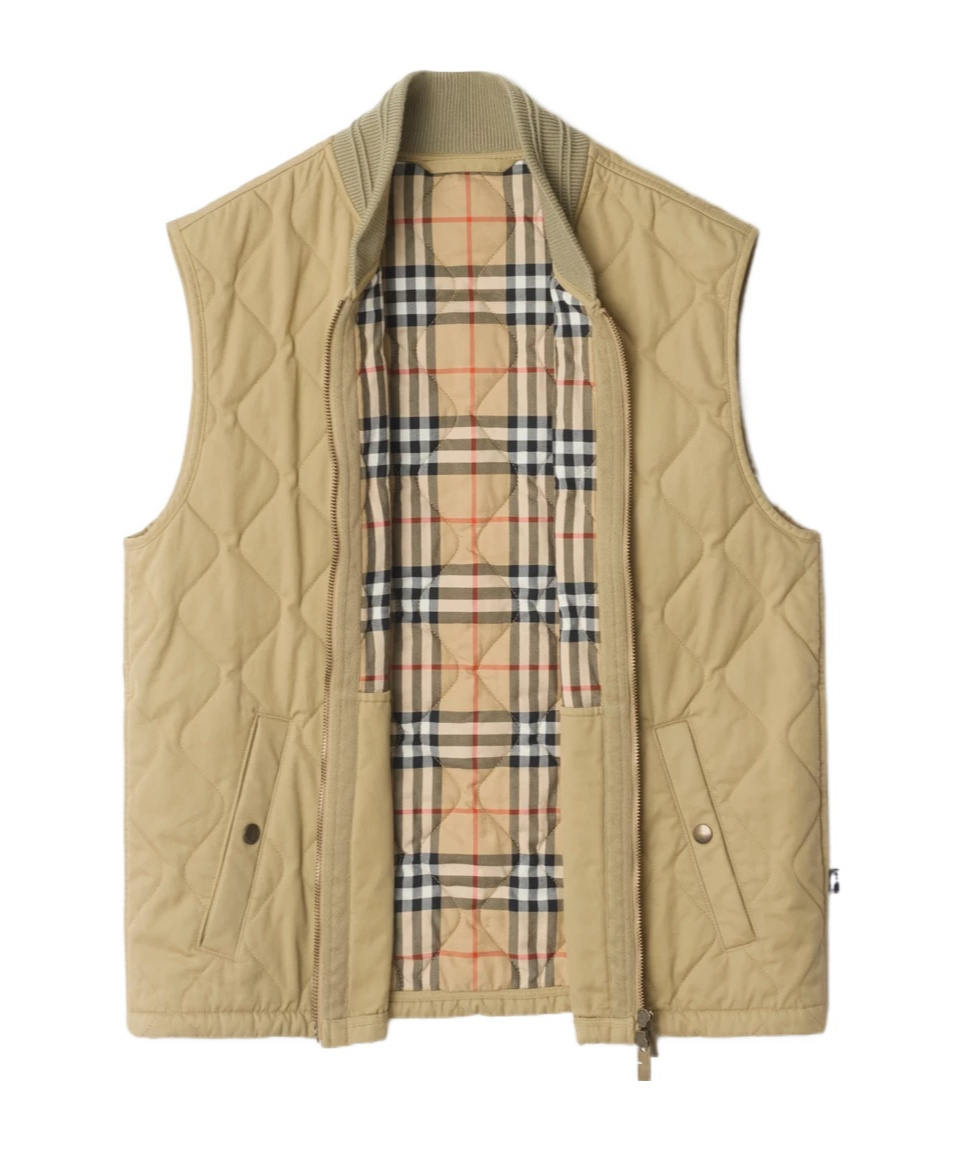 Burberry Quilted Gabardine Gilet In Neutral