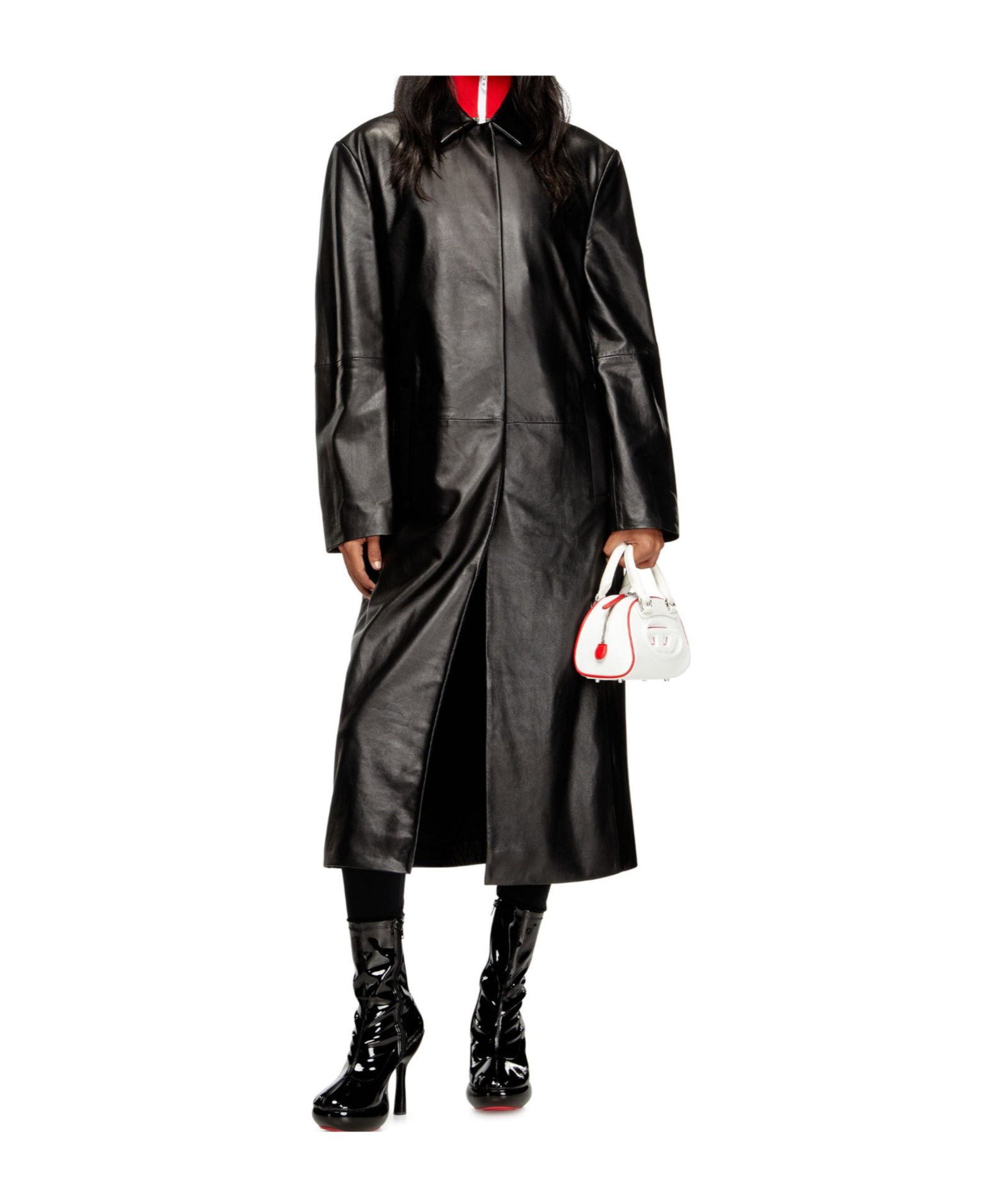 Diesel Lancelot Leather Coat In Black