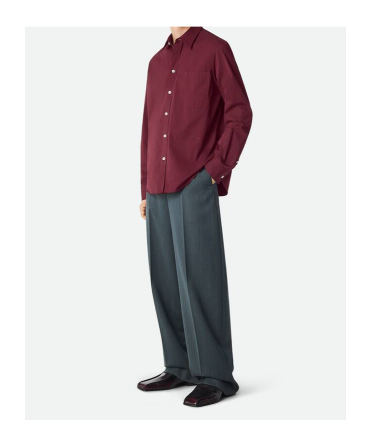 Bottega Veneta Chemise En Coton Et Soie In Black Cherry