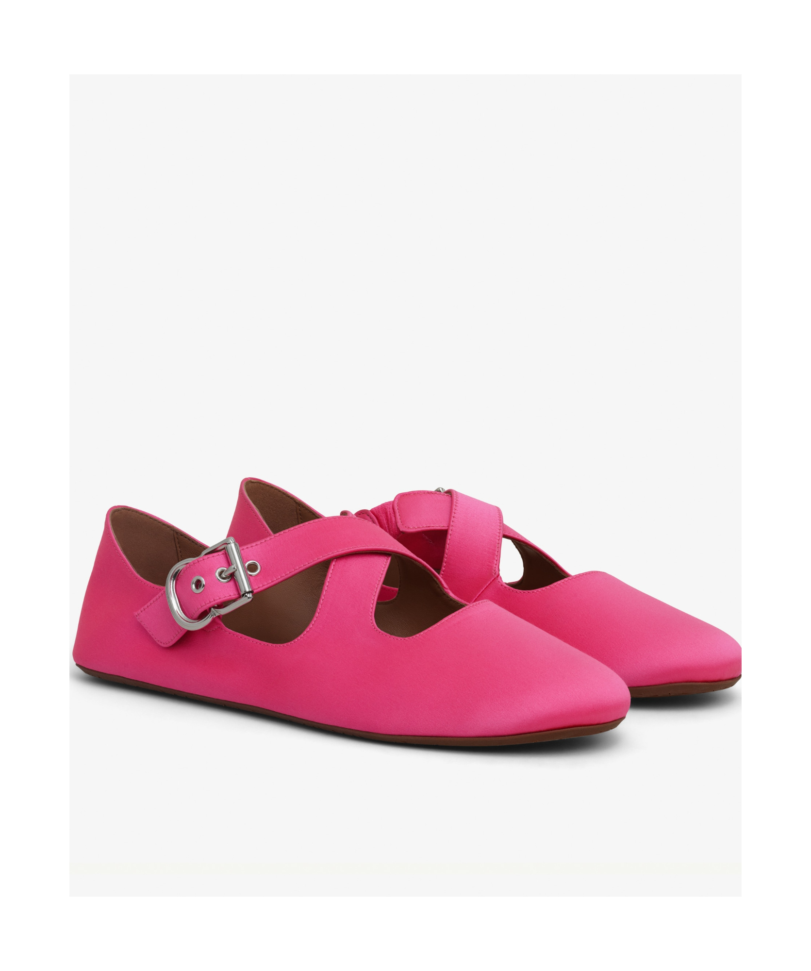 Alaïa Satin Crossed Ballet Flats In Pink Fuchsia