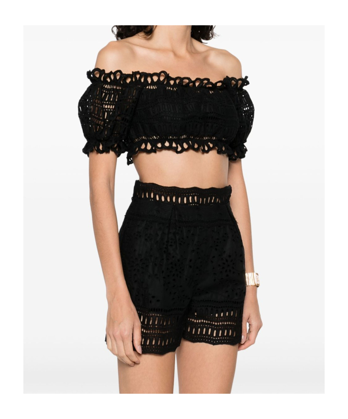 Ermanno Scervino Cotton Blend Off-shoulder Crop Top