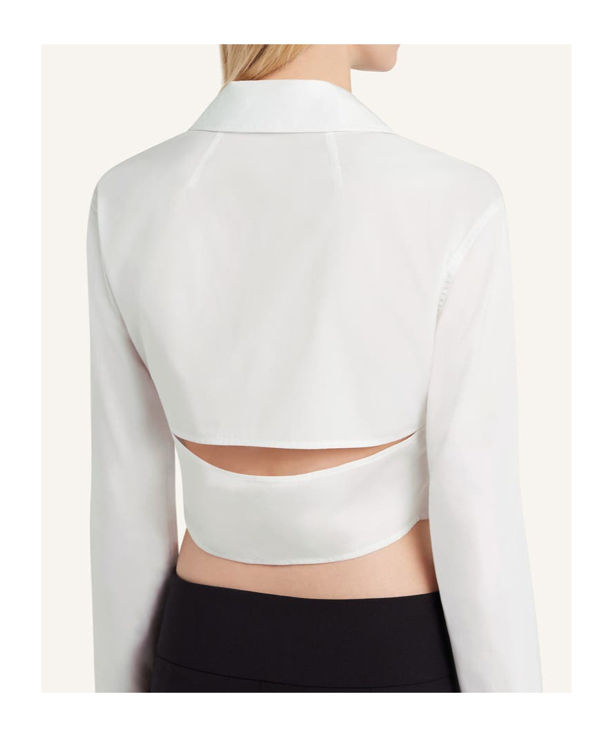 Shop Courrèges Cropped Poplin Shirt In Traditional White