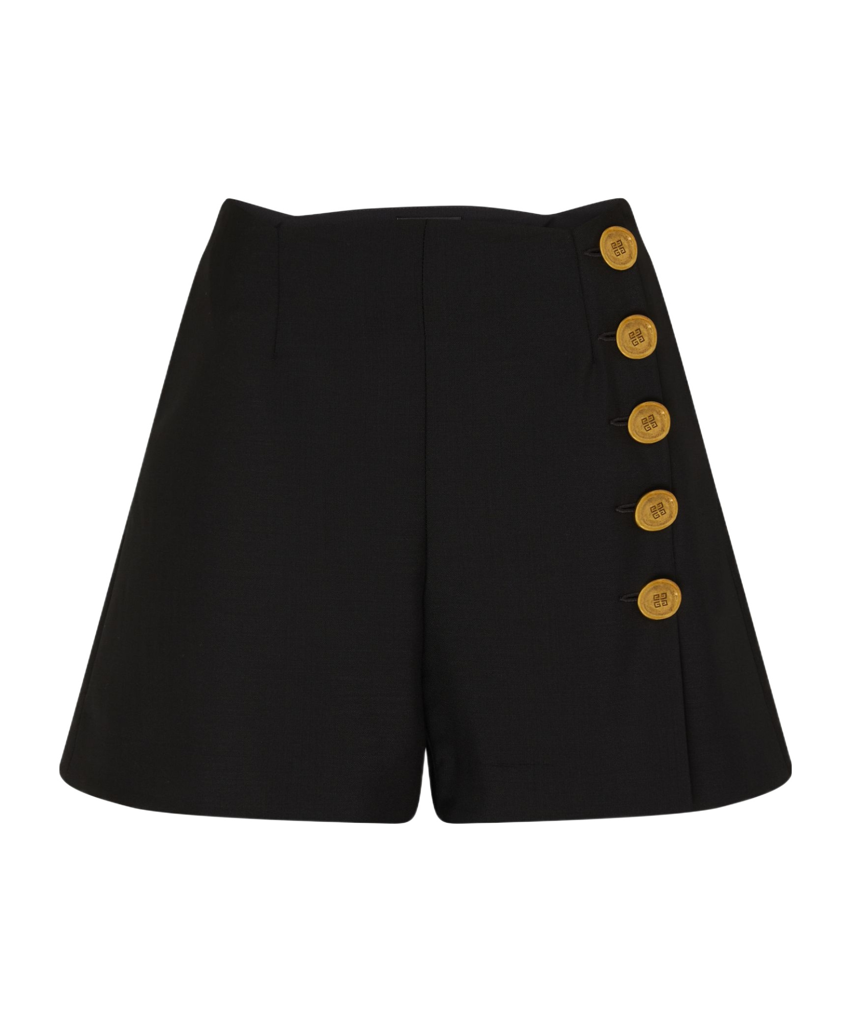 Givenchy Asymmetrical High-waisted Black Wool And Mohair Shorts In Black