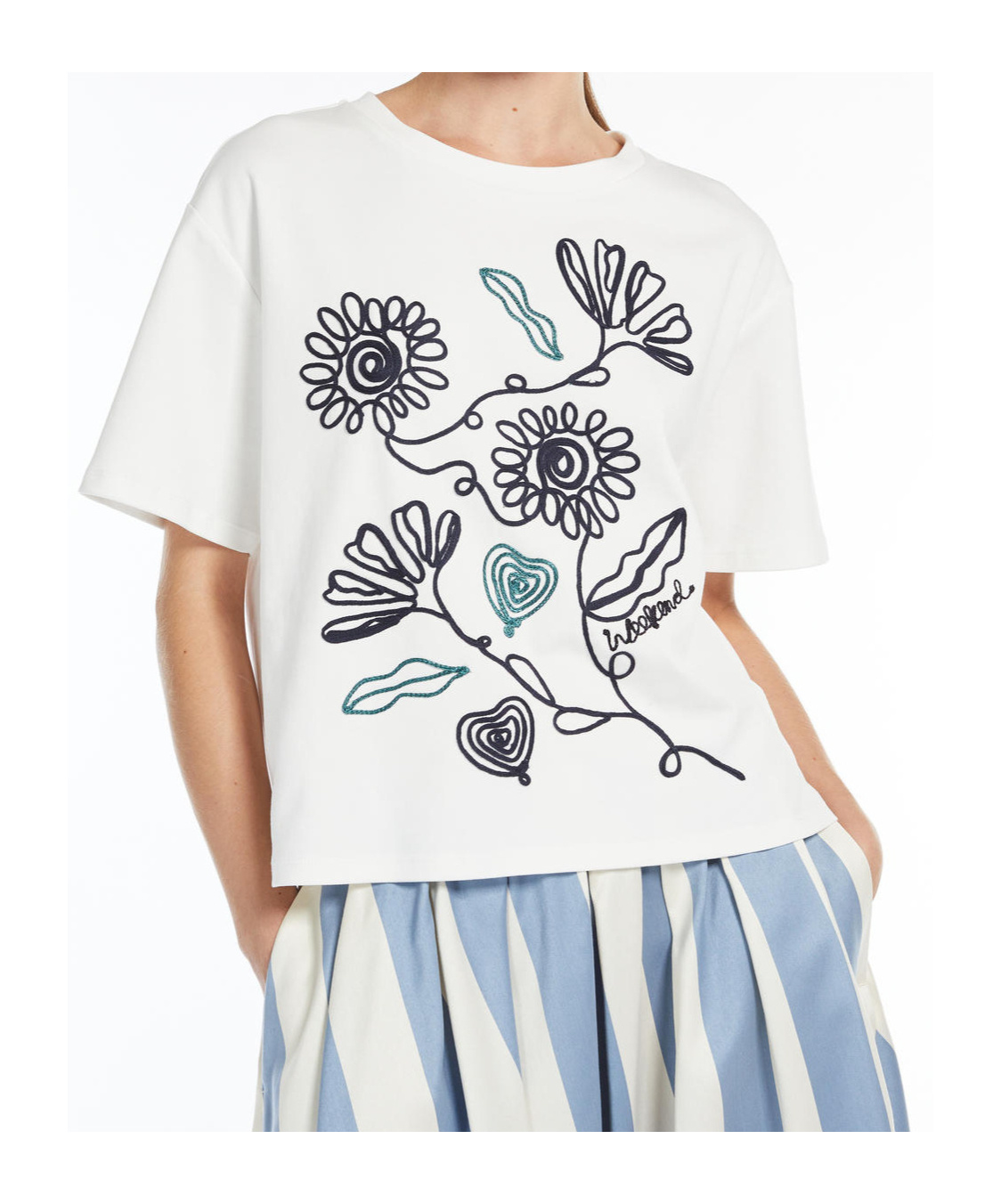 Weekend Max Mara Lecco T-shirt In White Cotton In White