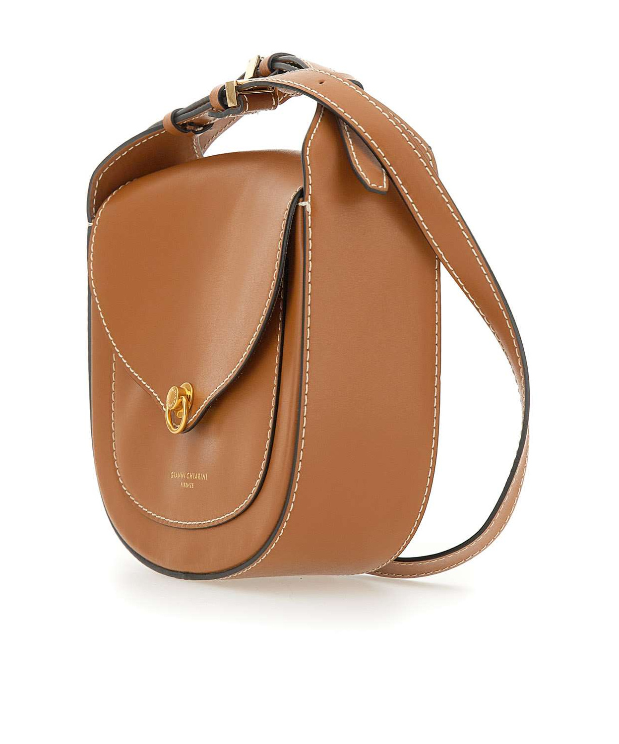 Gianni Chiarini Isa Logo Embossed Shoulder Bag In Brown