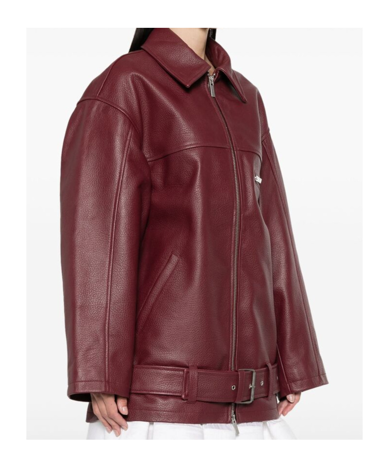 Remain Birger Christensen Leather Biker Jacket In Red