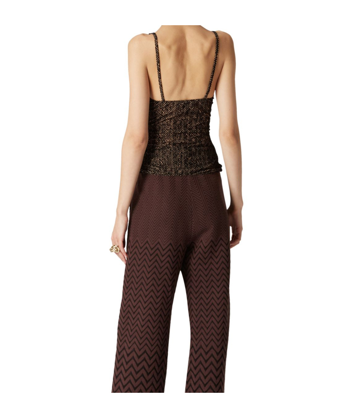 Missoni Zigzag Gathered Tank Top In Brown