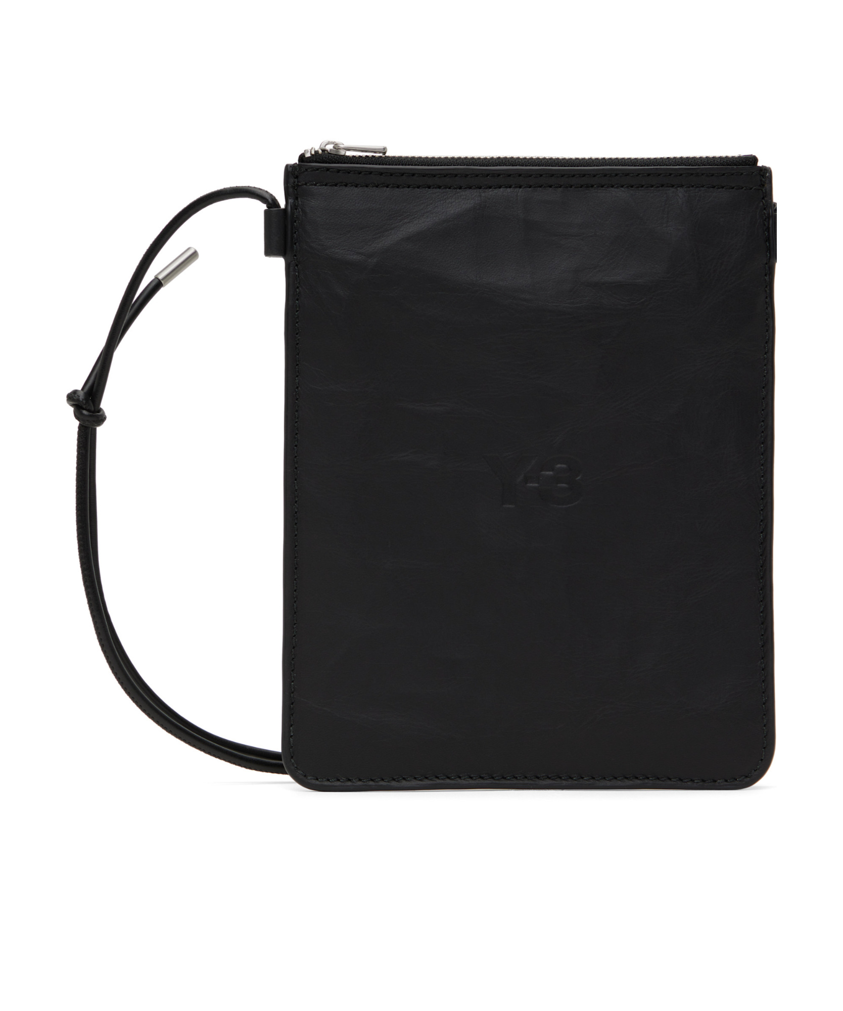 Y-3 Leather Messenger Bag In Black