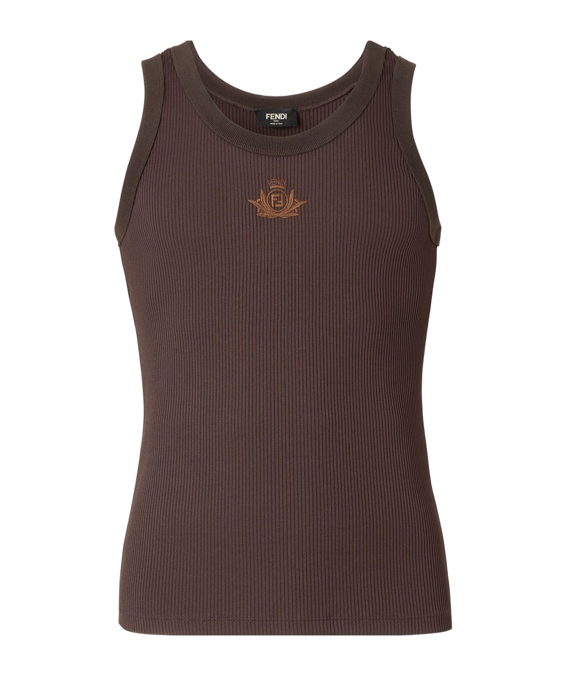 Fendi Stretch Ribbed Nylon Tank Top In Brown