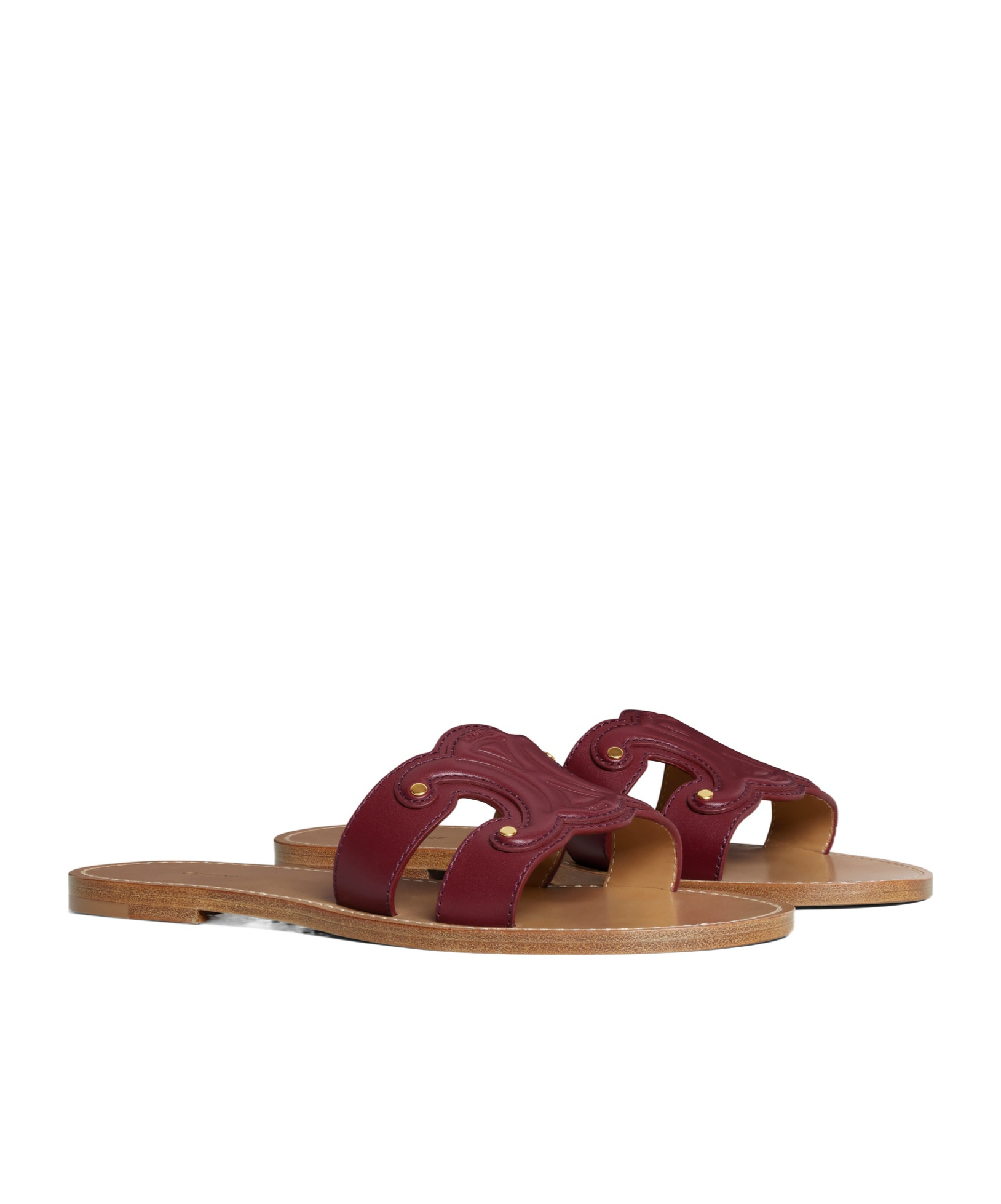 Celine Triomphe Calfskin Muller Shoes In Red