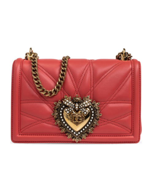 Shop Dolce & Gabbana Medium Devotion Leather Shoulder Bag In Brown