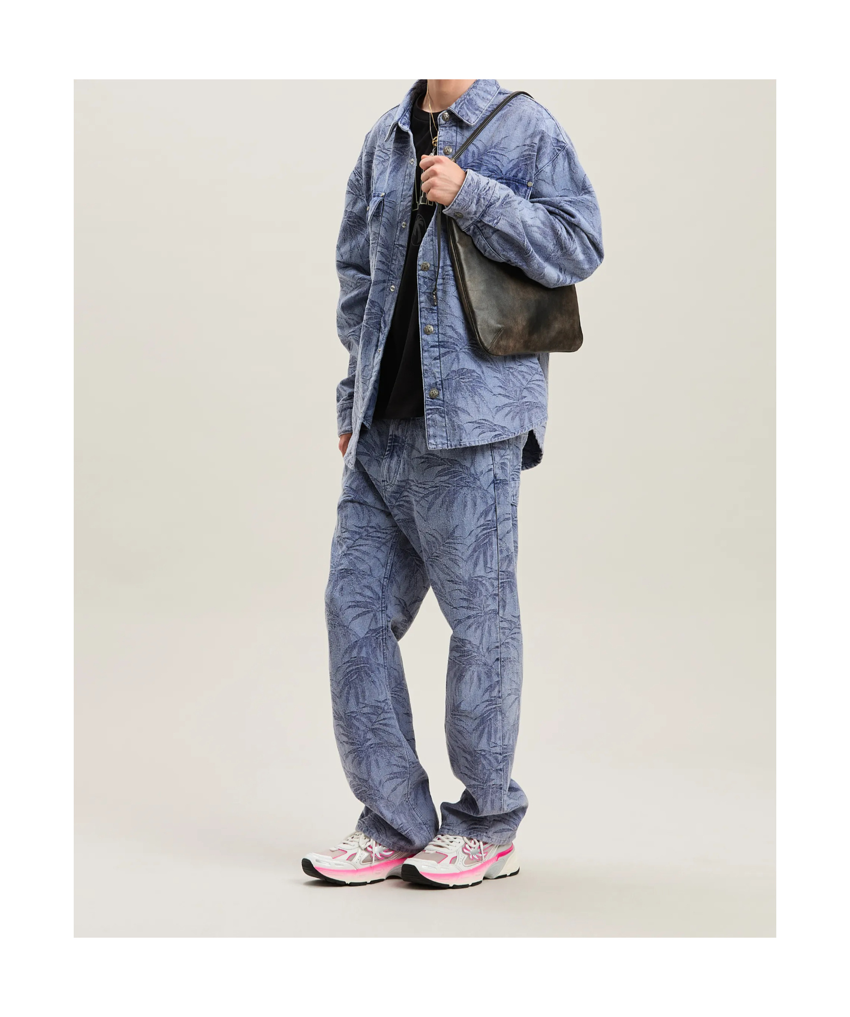Palm Angels Palm Jacqured Denim Pants In Blue