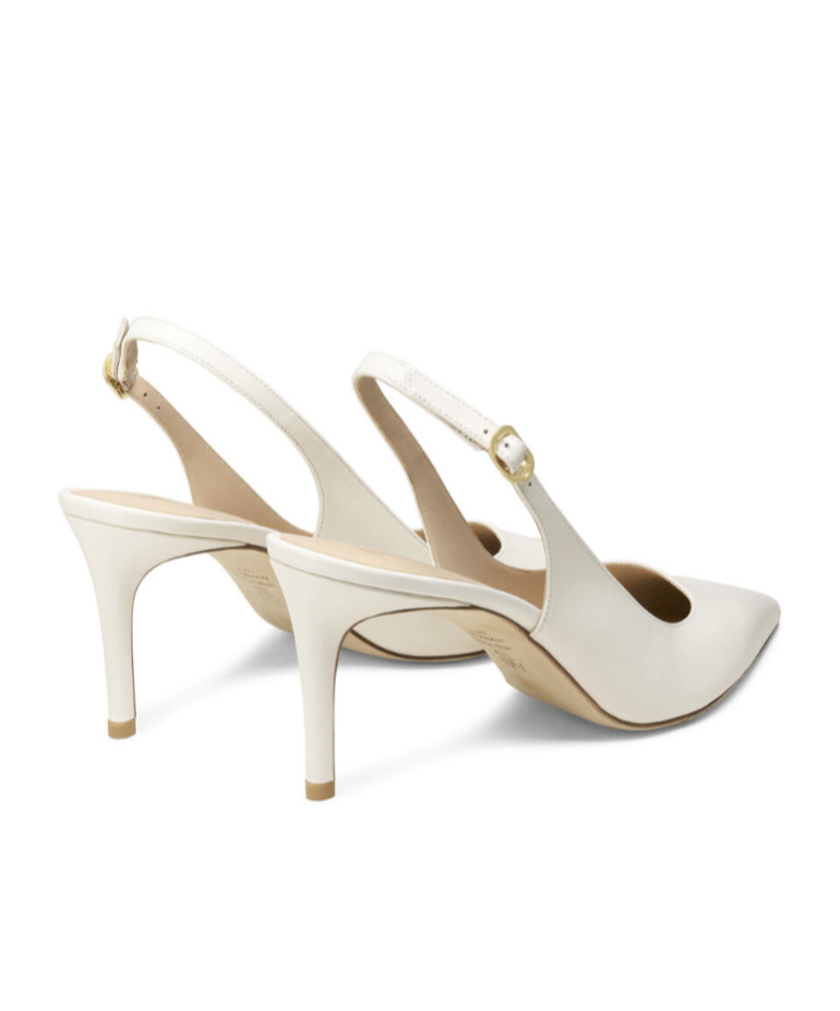 Stuart Weitzman Omens Beige Stuart Power 75 Slingback-strap Patent-leather Heeled Pumps Eur 39 / 6 Uk