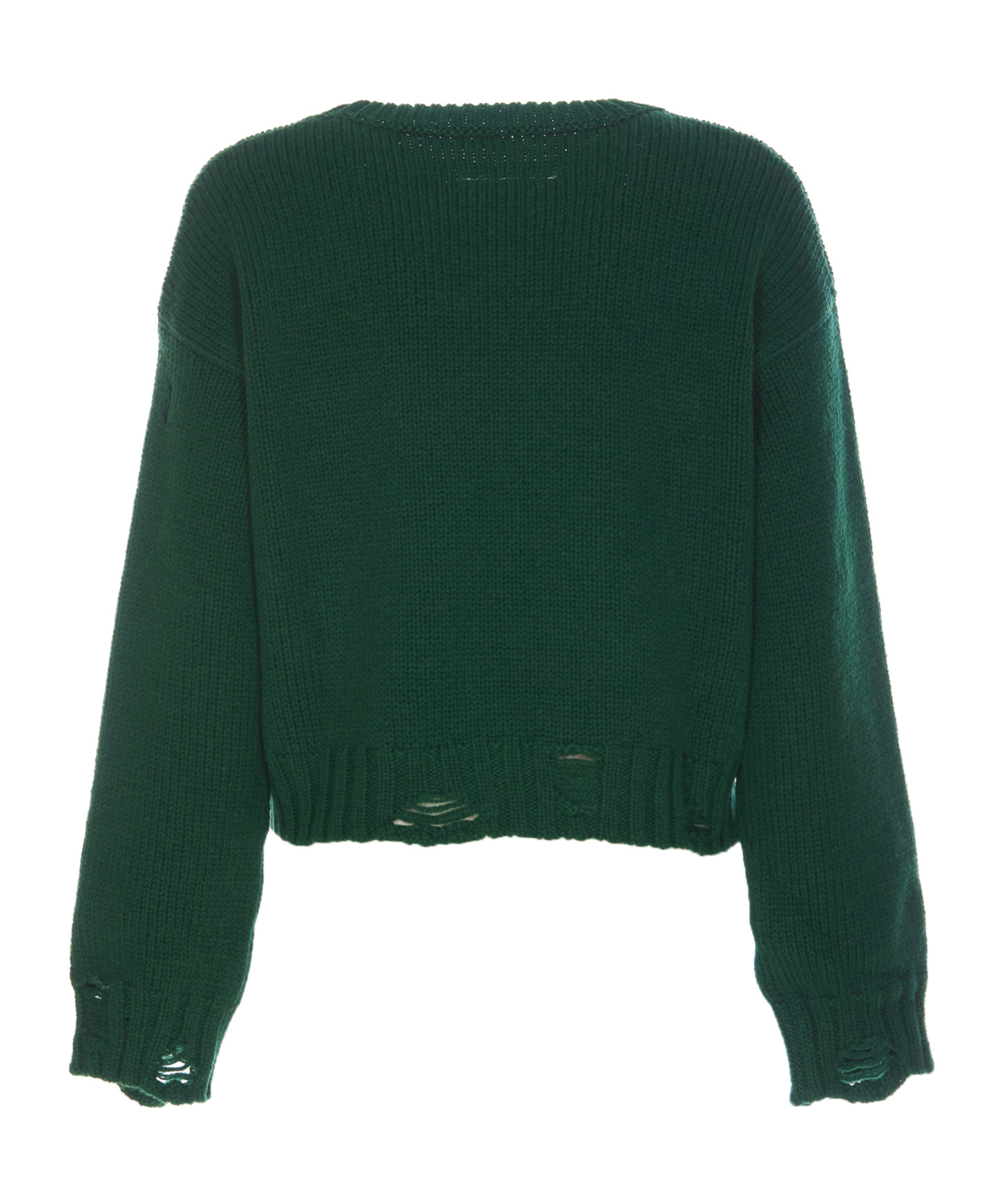 Mm6 Maison Margiela Logo-intarsia Distressed-effect Jumper In Green