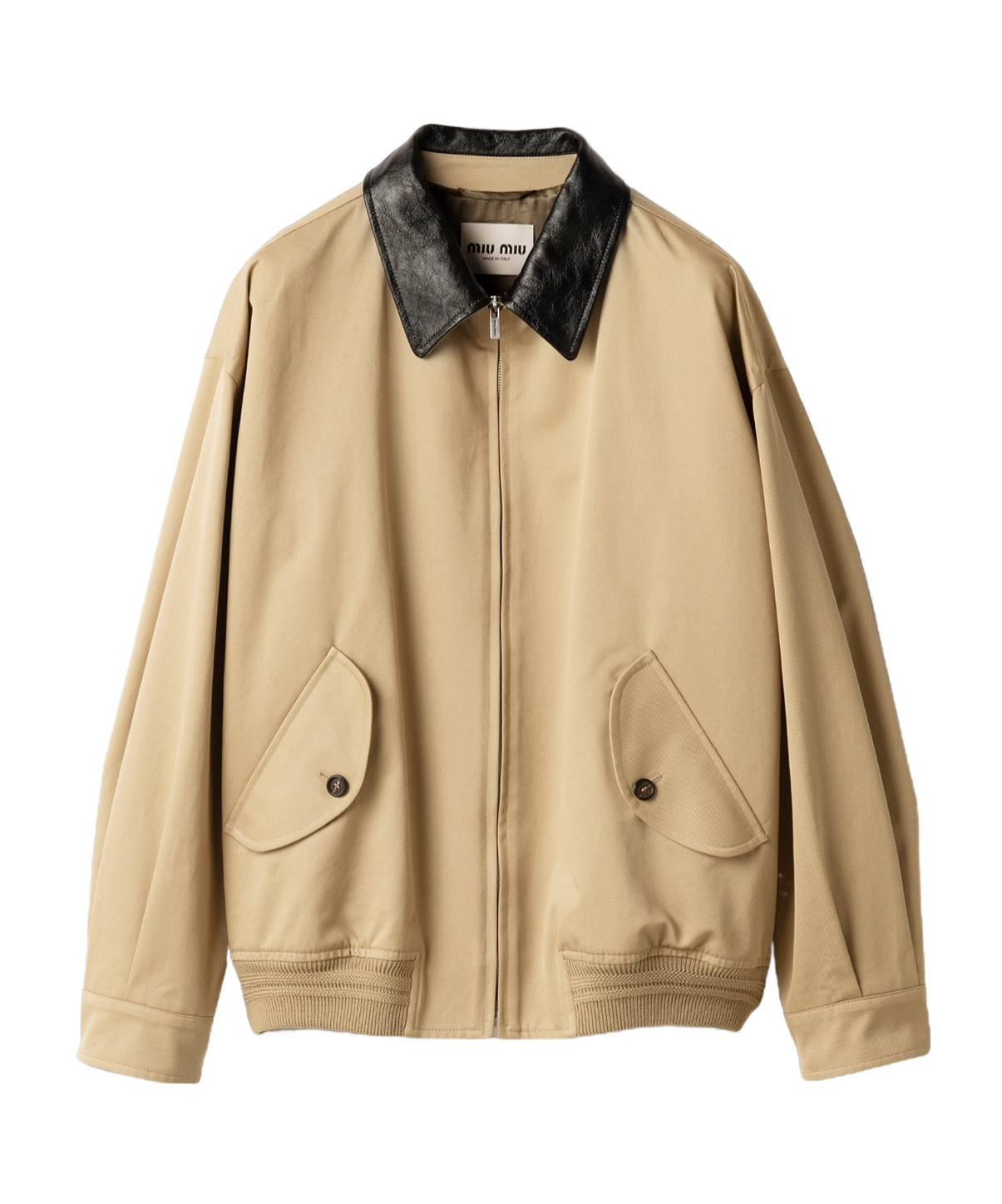 Miu Miu Chino And Leather Bomber Jacket In Cord
