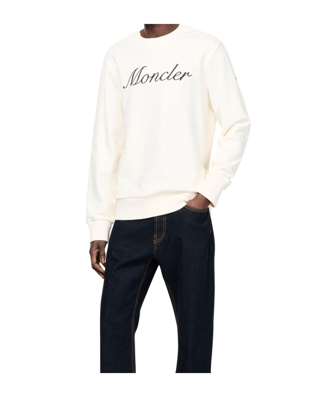Shop Moncler Long-sleeved Sweater In White