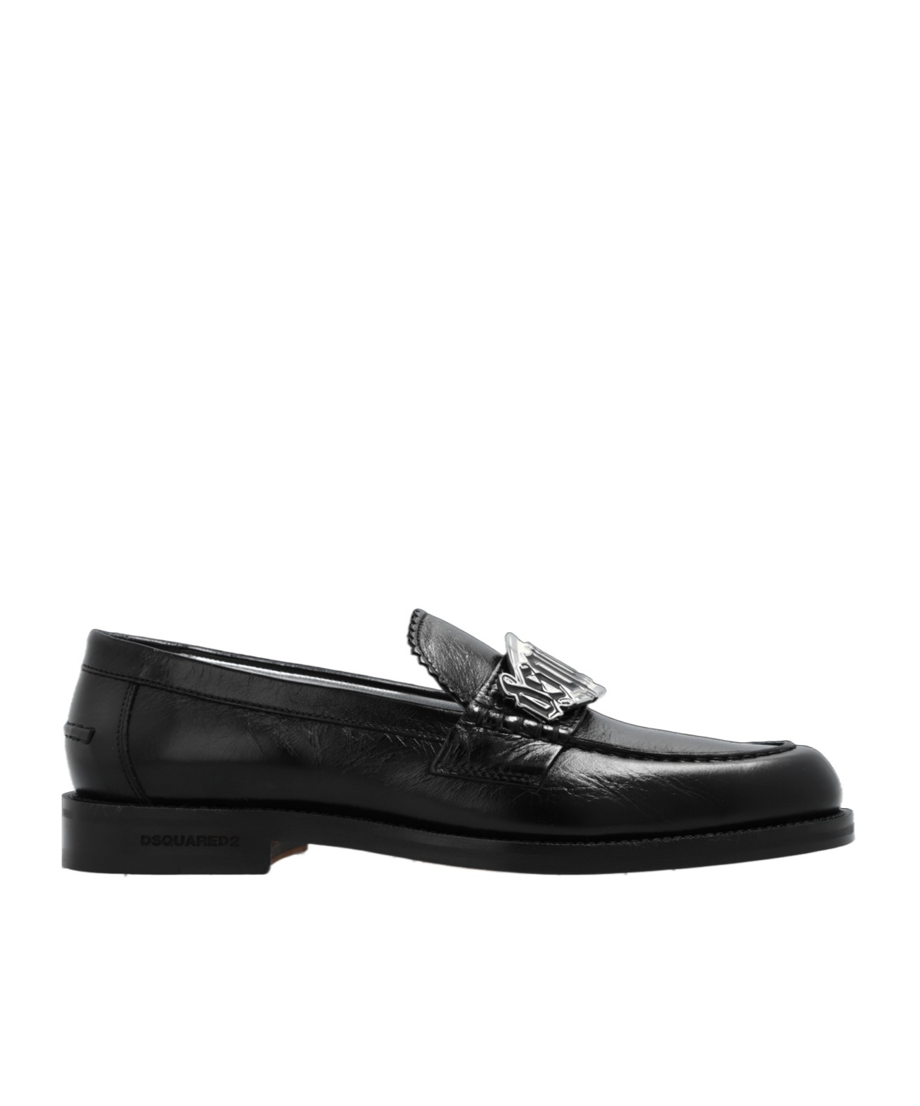 Dsquared2 Logo-plaque Leather Loafers In Black