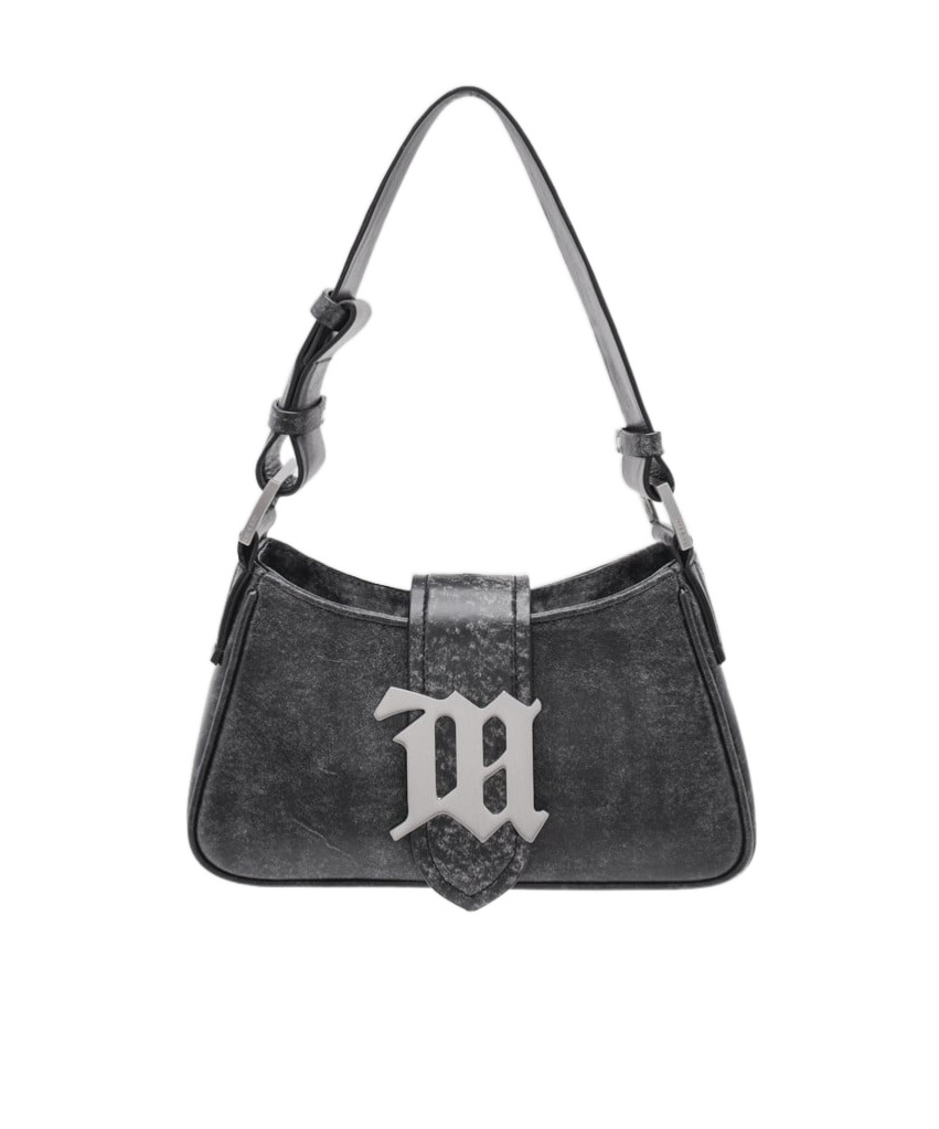 Misbhv Logo-plaque Leather Shoulder Bag In Black